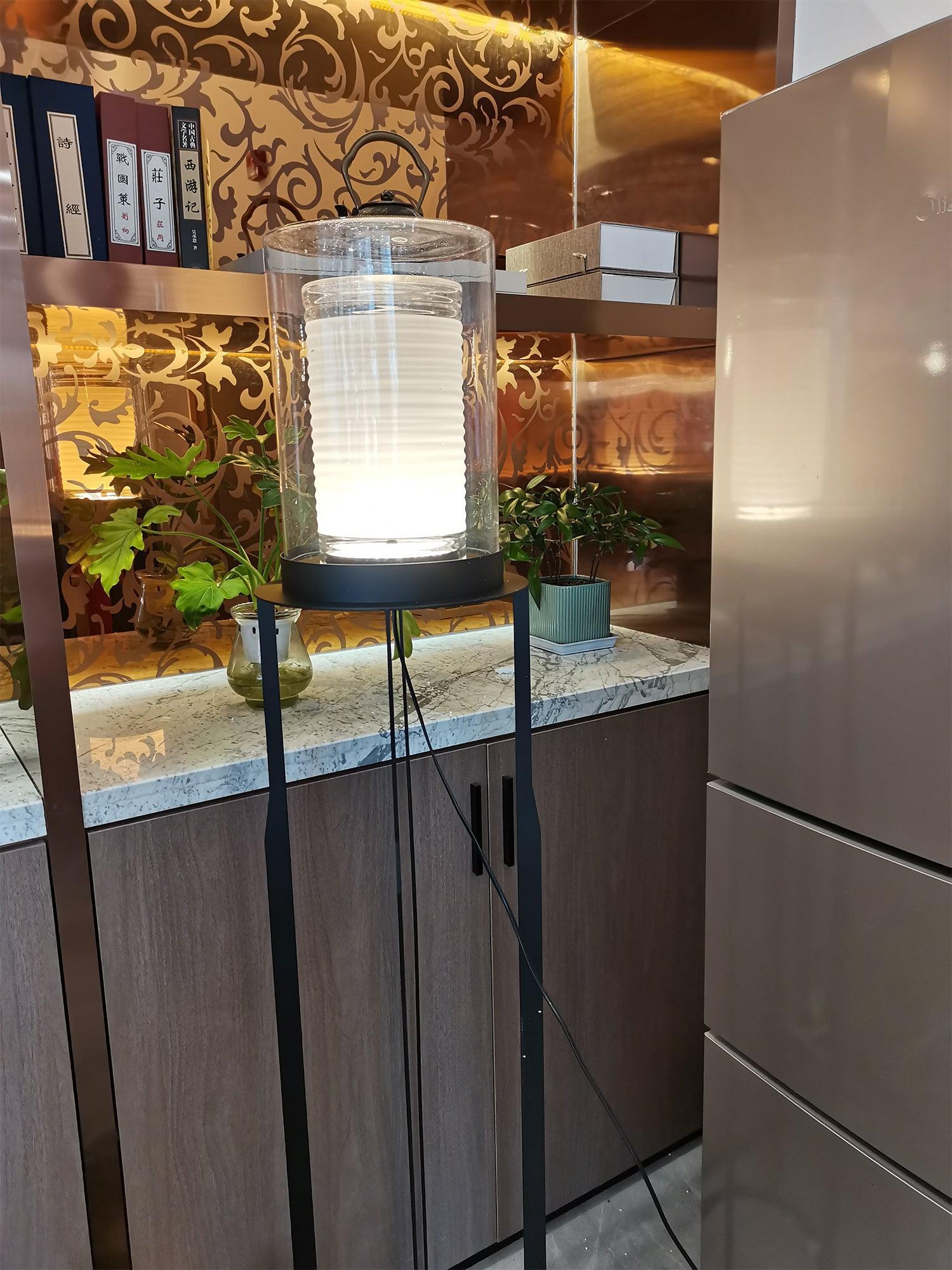 Dual Cylinder Glass Floor Lamp ∅ 12.6″ - Luxehomezone