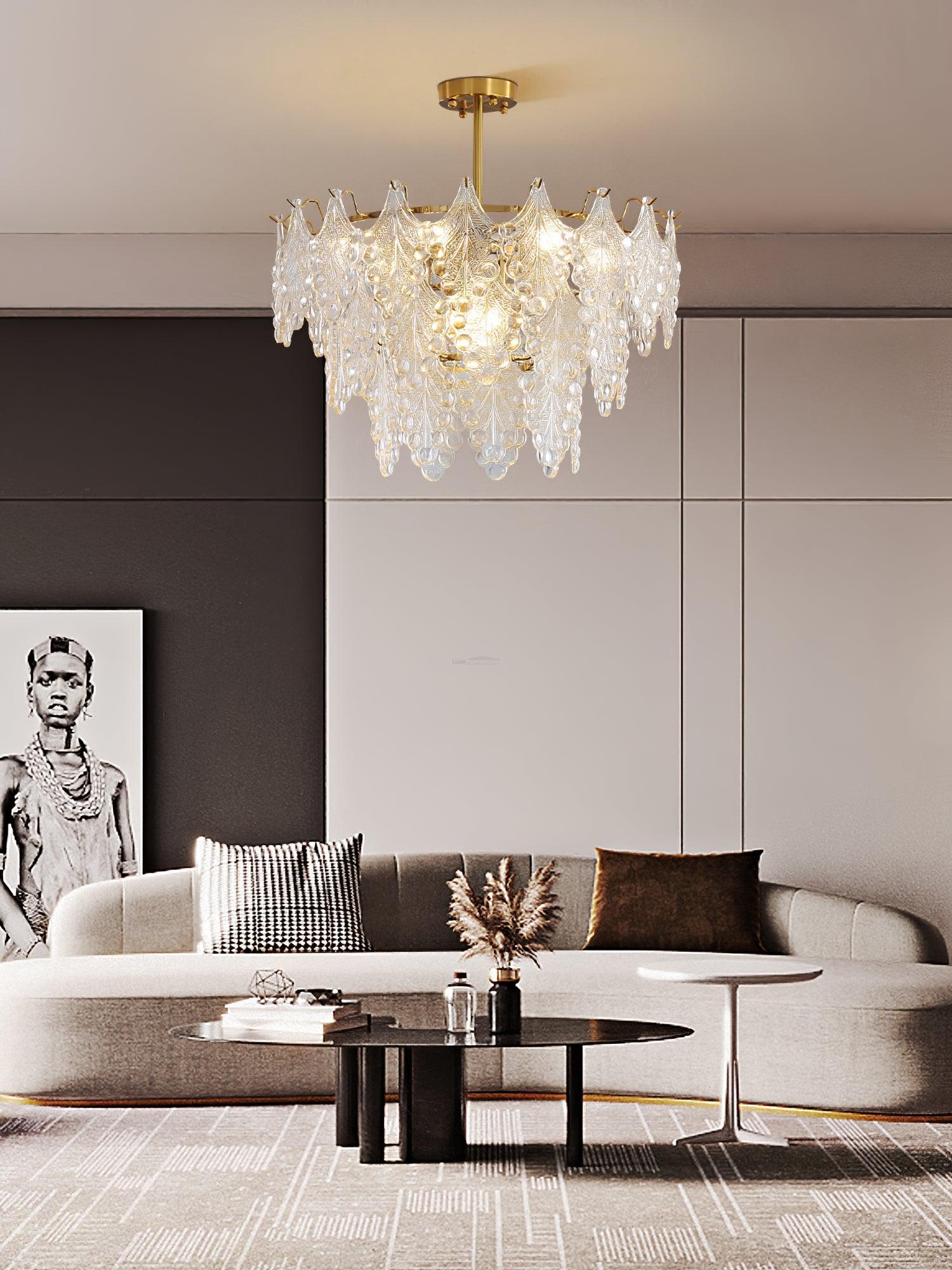 Tiered Carved Glass Chandelier Φ 15.7″ - Luxehomezone