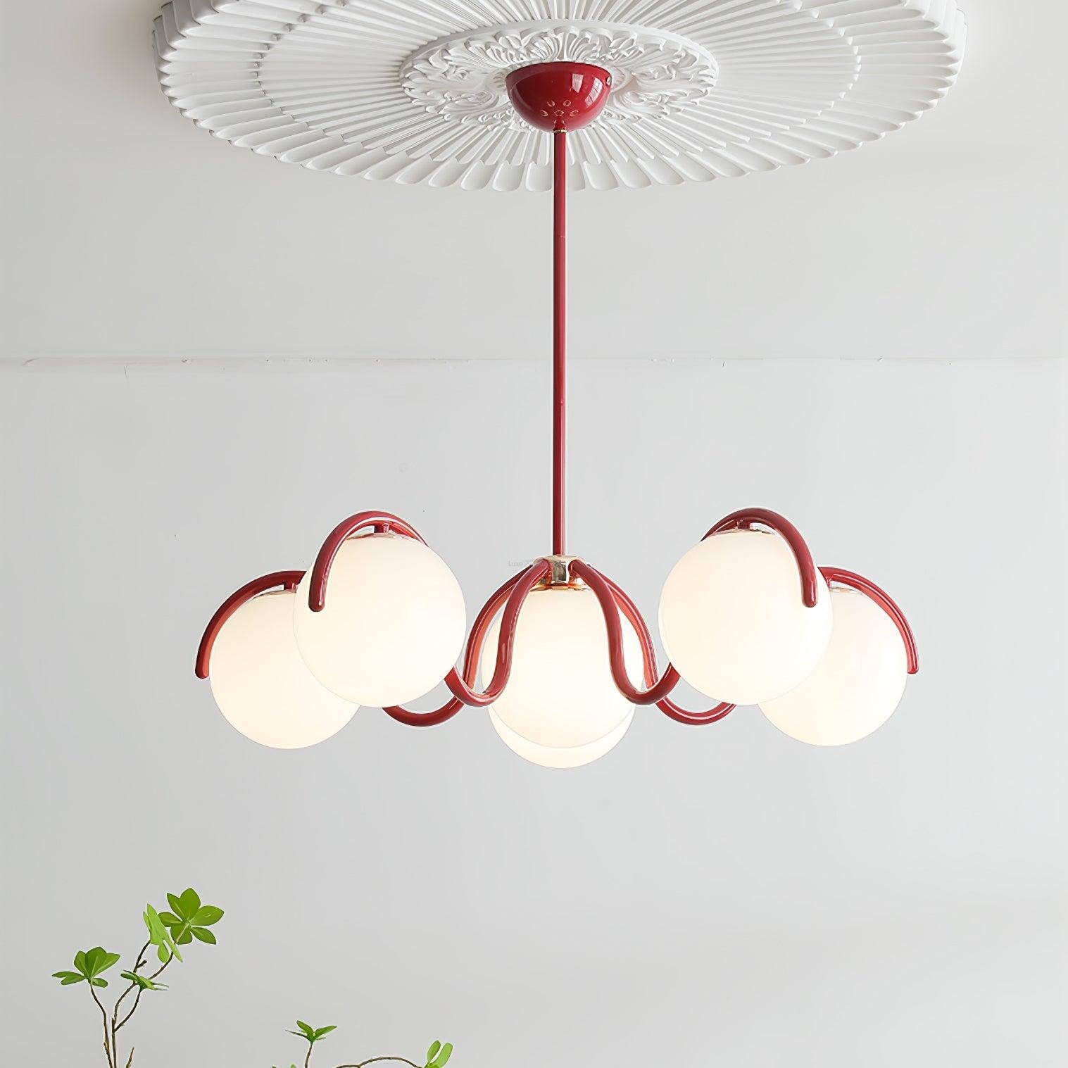 Reedway Curve Linear Chandelier ∅ 27.2″ - Bend, Marshmallow Chandelier-1-Luxehomezone