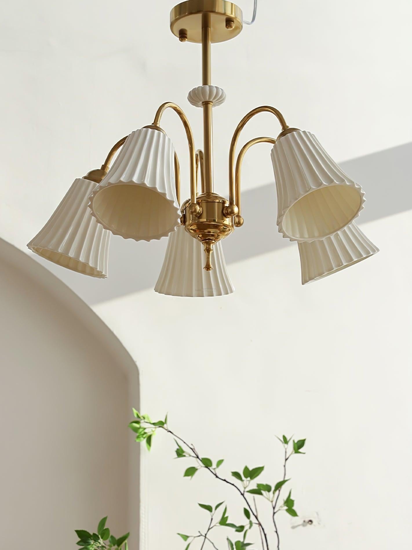 Medieval Ceramic Trumpet Chandelier with 3/5/8 lamps - Flower Ceramic-1-Luxehomezone