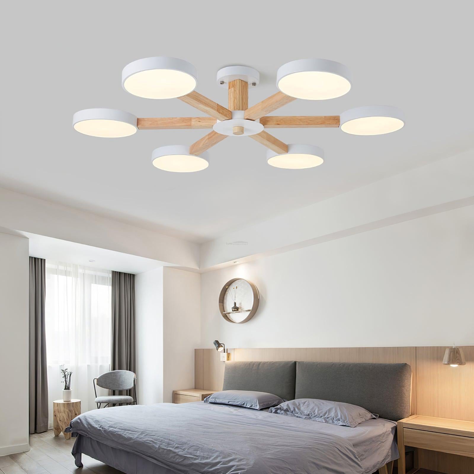 Modern Multi Stem Chandelier with 5/6/8 heads - Wood-1-Luxehomezone