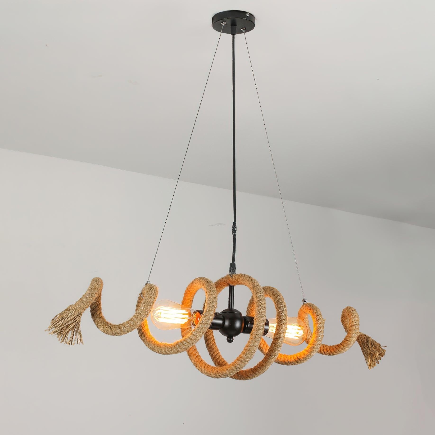 Hemp Rope Industrial Spiral Chandelier ∅ 31.5″ - Luxehomezone