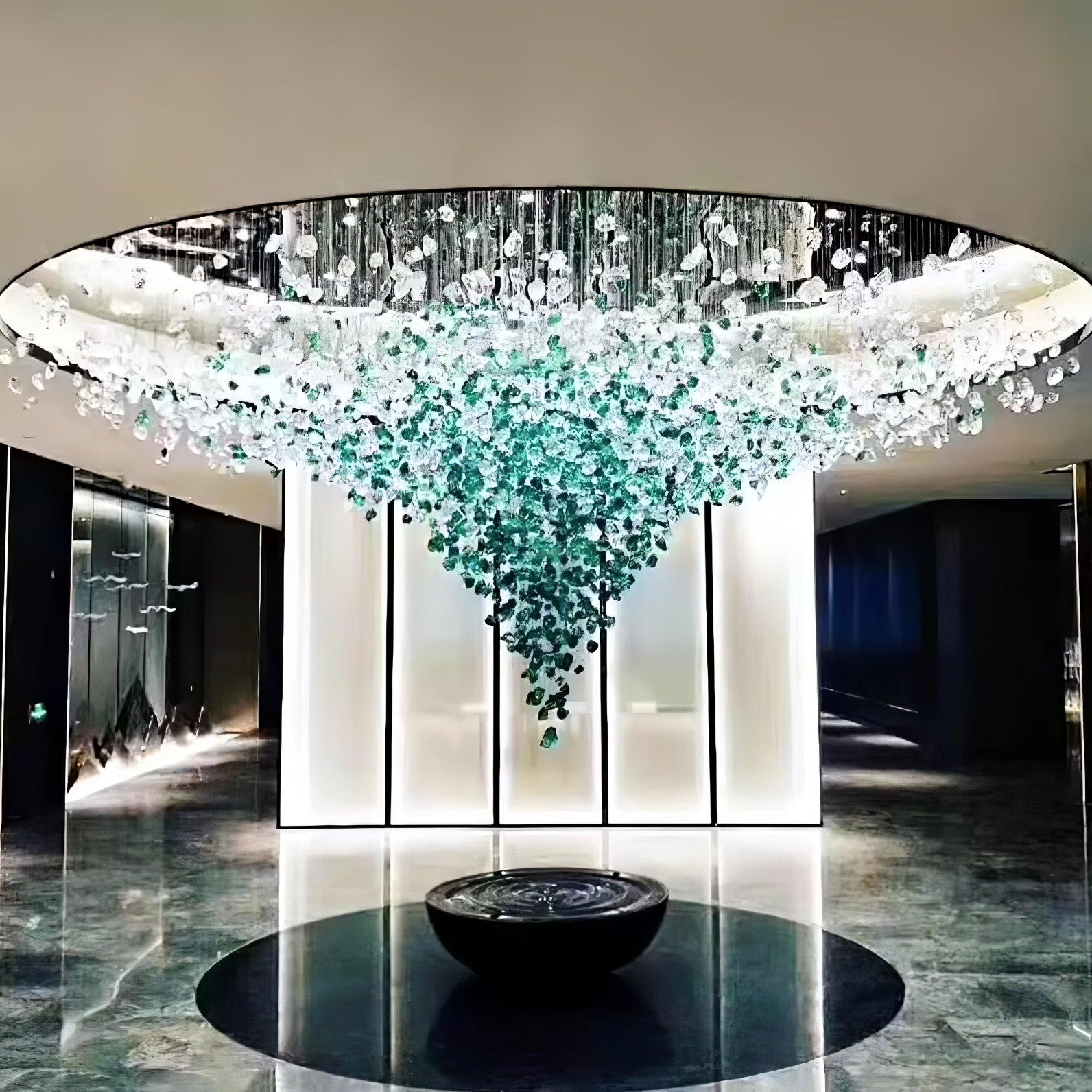 Multicolor Crystal Stone Round/Long canopy Chandelier - Helia-1-Luxehomezone