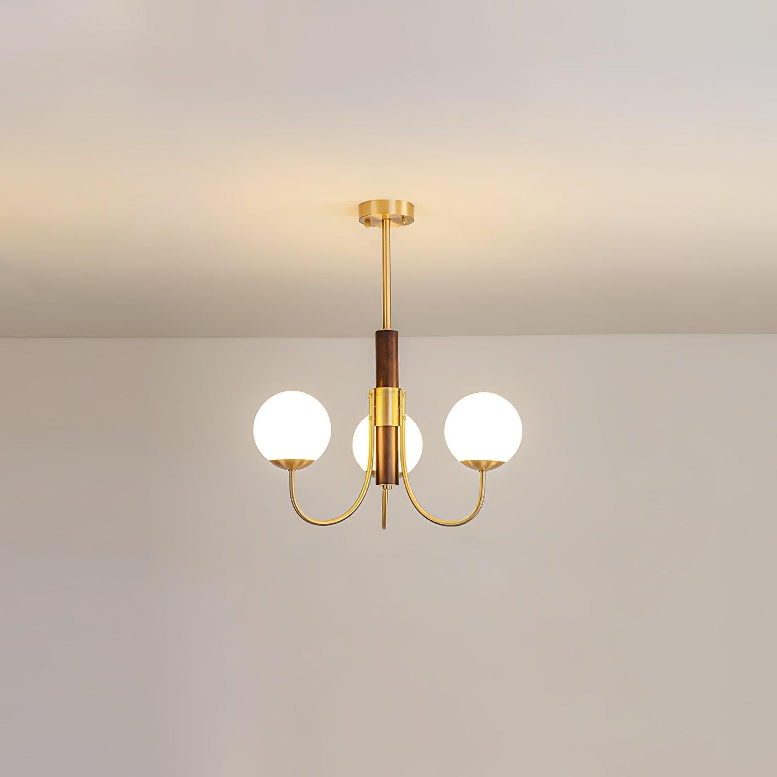 Midas Touch Walnut Sphere Chandelier with 3/6/8 heads - Luxehomezone
