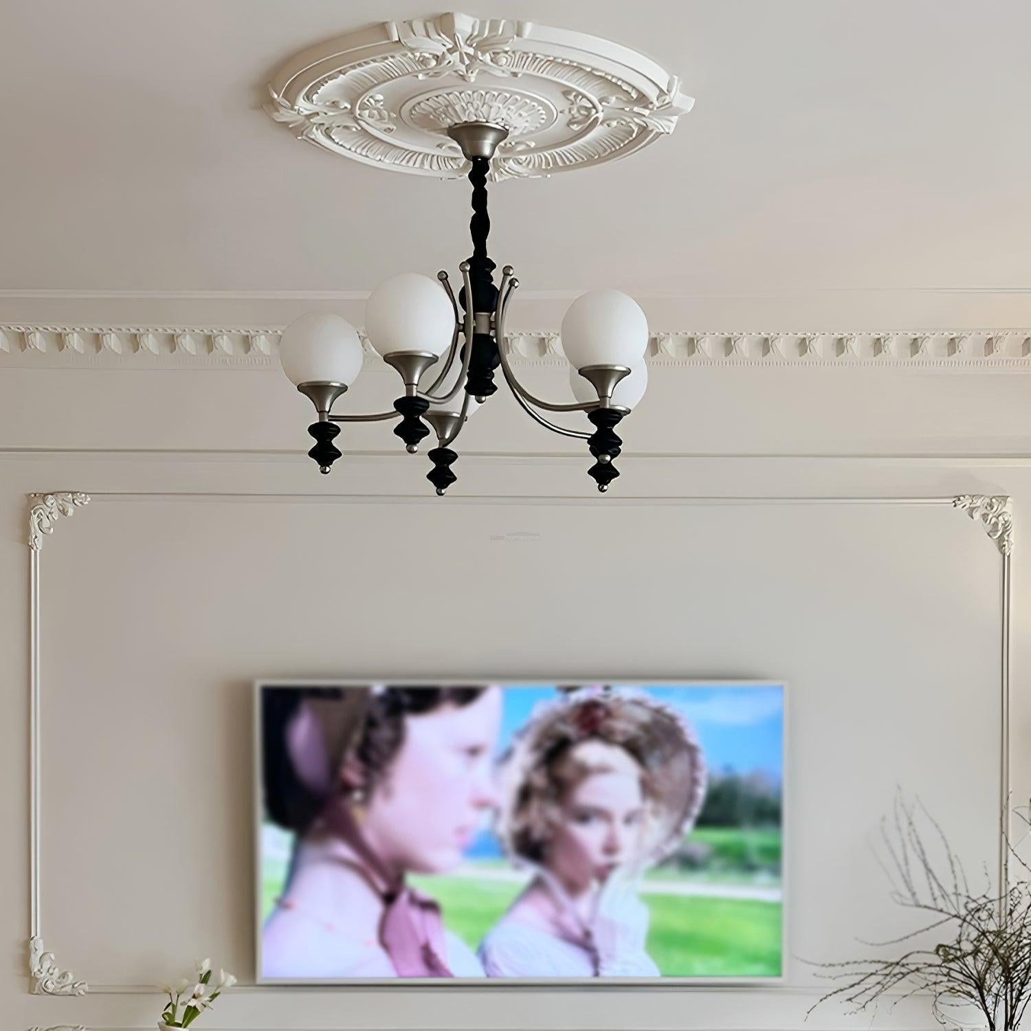 Tina Wooden Chandelier with 3/5 heads - Bend, Marshmallow Chandelier-1-Luxehomezone