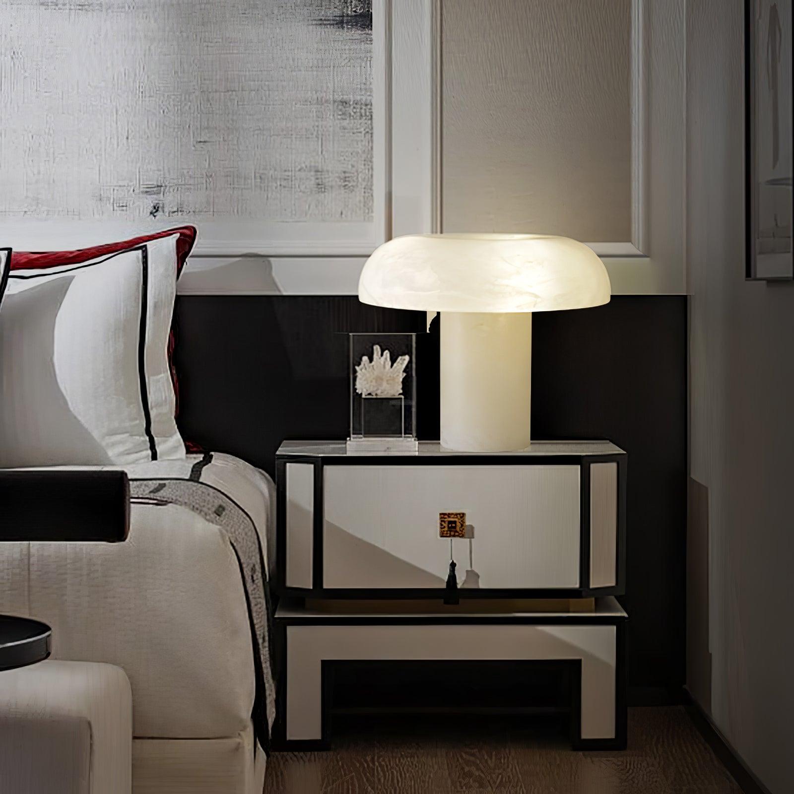 Mushroom Table Lamp Style B - Alabaster-1-Luxehomezone