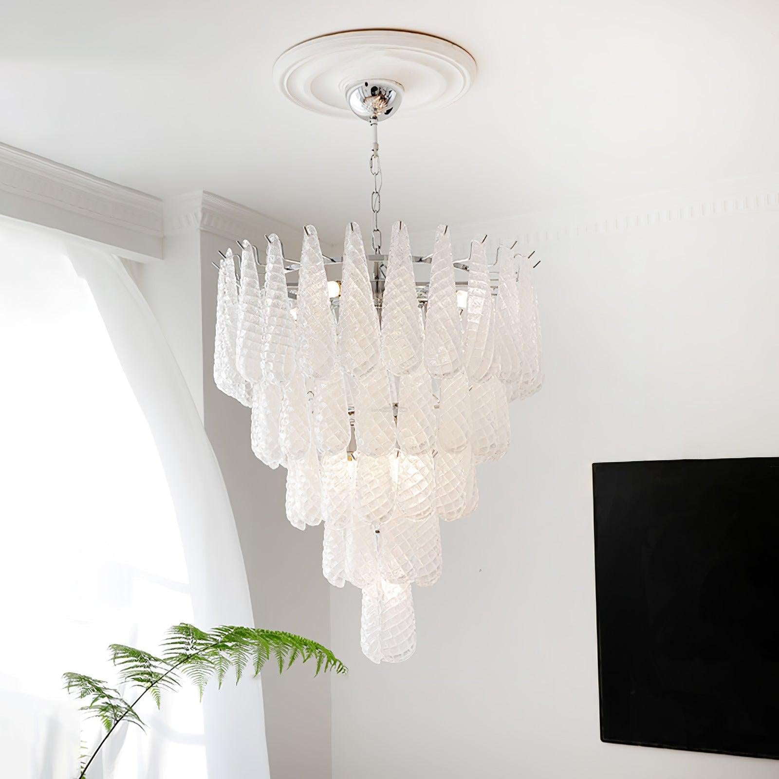 Grid Glass Style Waterfall Chandelier - Cylinder-1-Luxehomezone