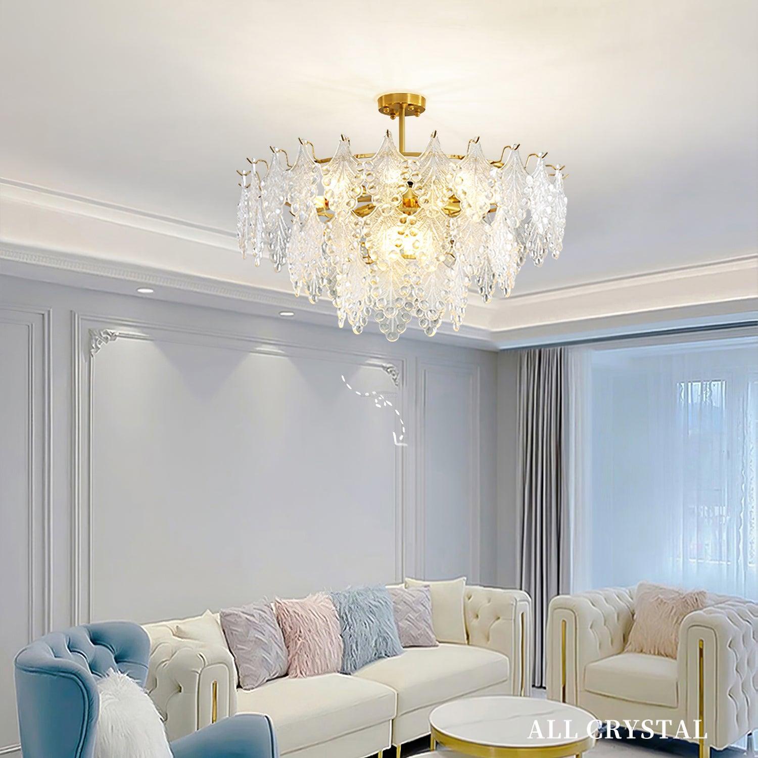 Tiered Carved Glass Chandelier Φ 15.7″ - Luxehomezone