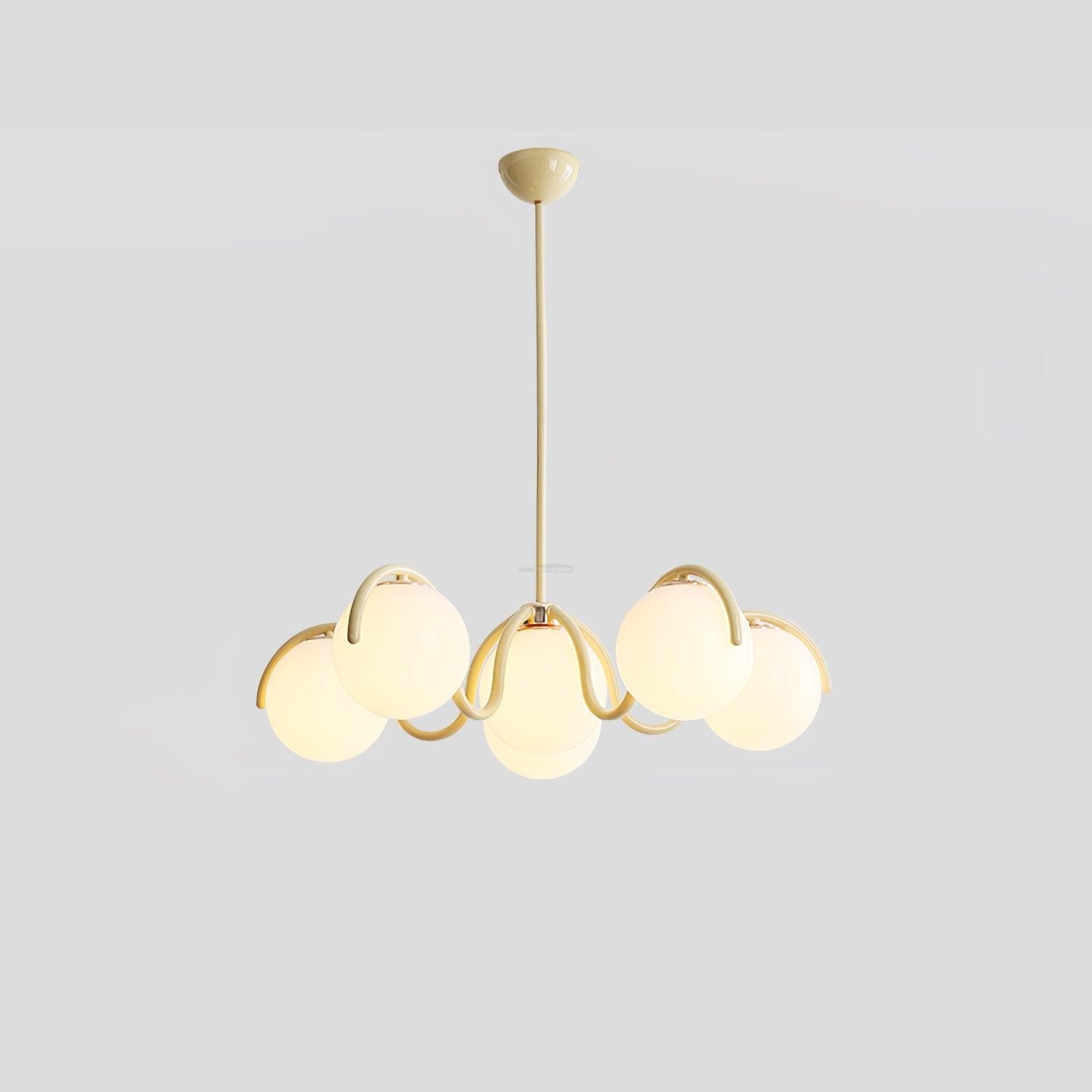 Reedway Curve Linear Chandelier ∅ 27.2″ - Bend, Marshmallow Chandelier-1-Luxehomezone