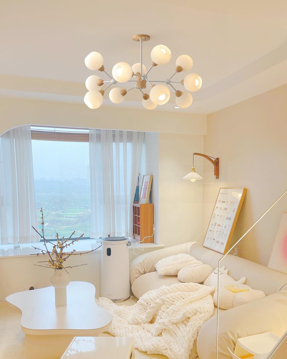 Shpehp Wood Chandelier with 6/9/12 heads - Bend, Marshmallow Chandelier-1-Luxehomezone