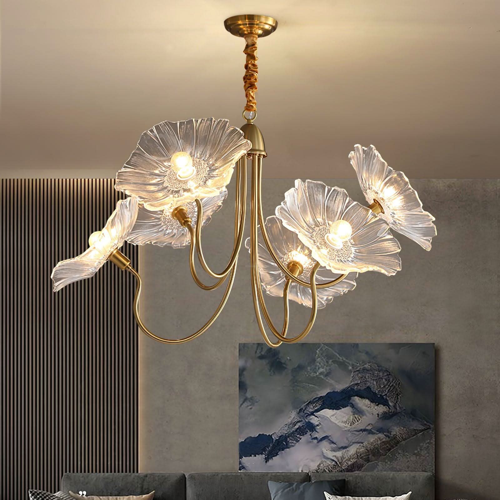 Lotus Leaf Glass Chandelier ∅ 35.4″ - Luxehomezone