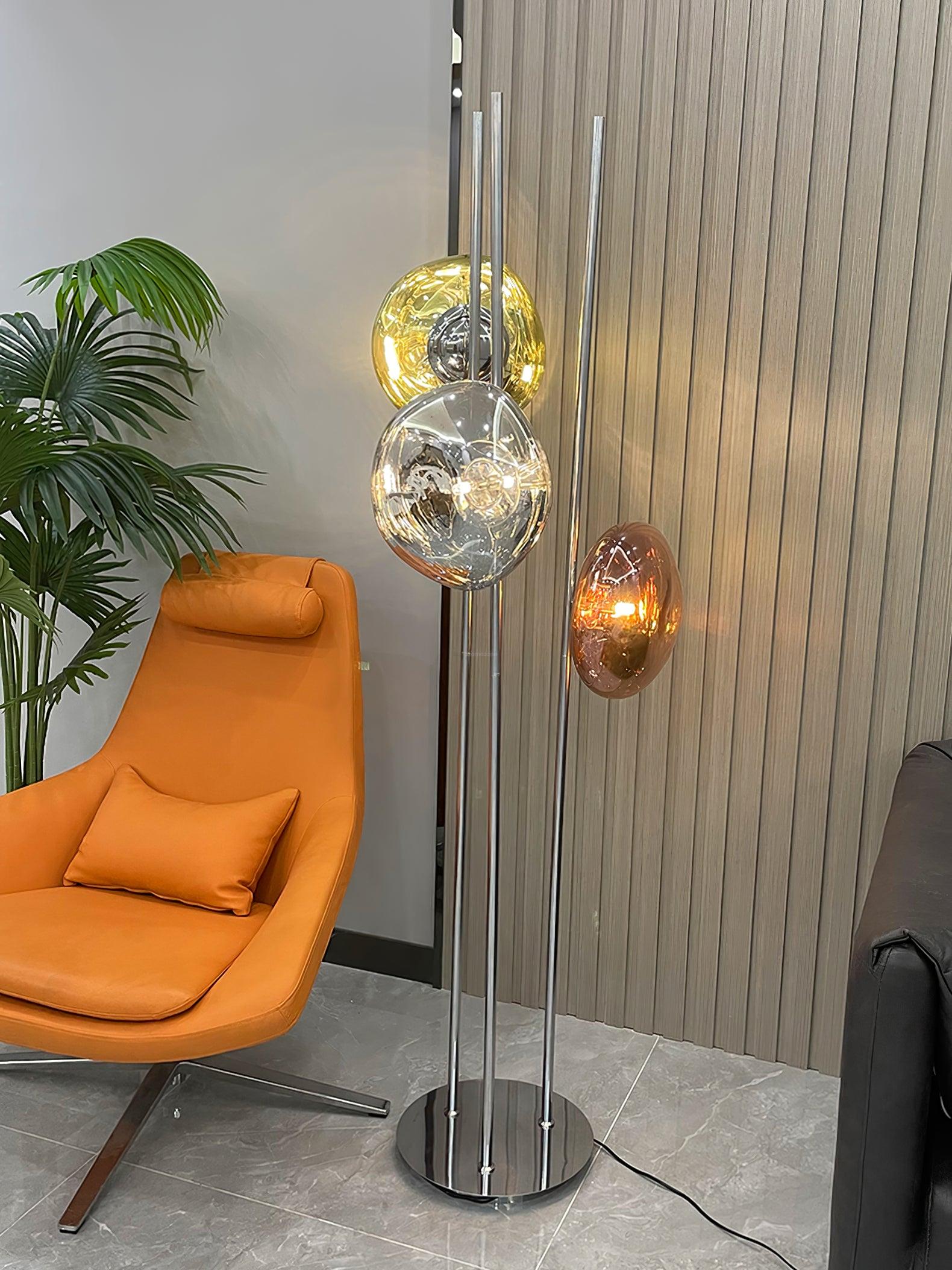 Three Light Glass Floor Lamp ∅ 13.8″ - Luxehomezone