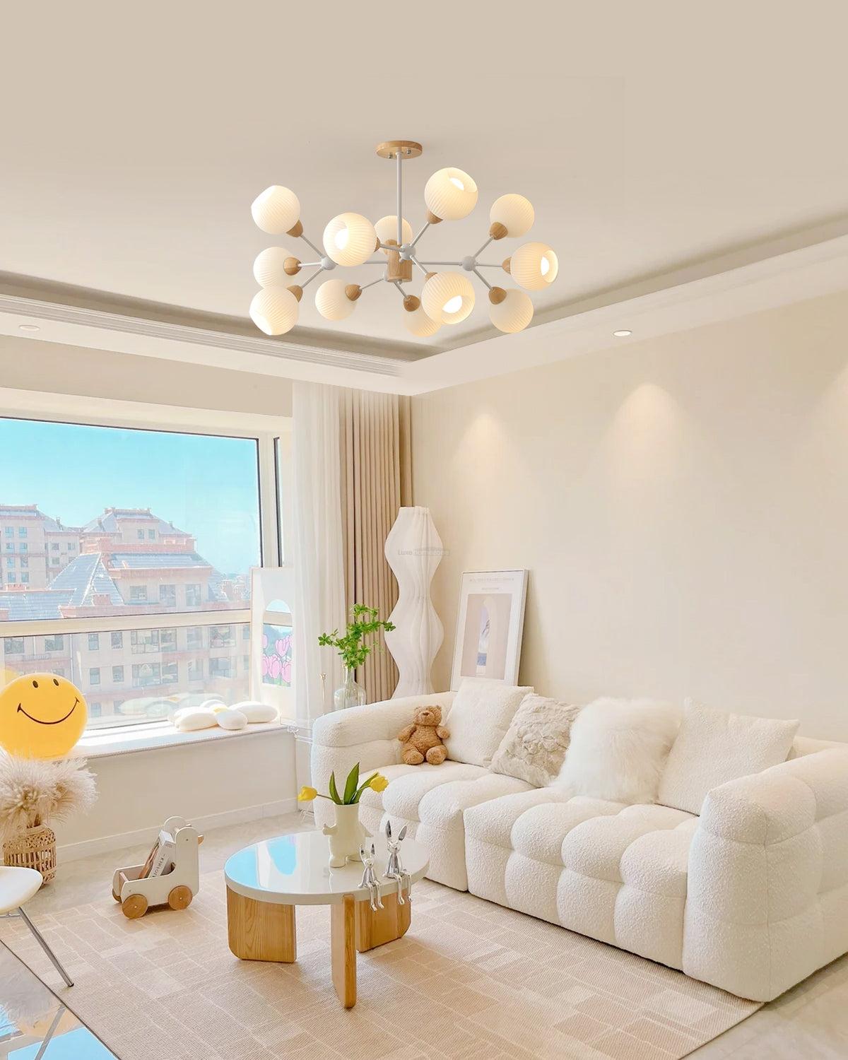 Shpehp Wood Chandelier with 6/9/12 heads - Bend, Marshmallow Chandelier-1-Luxehomezone