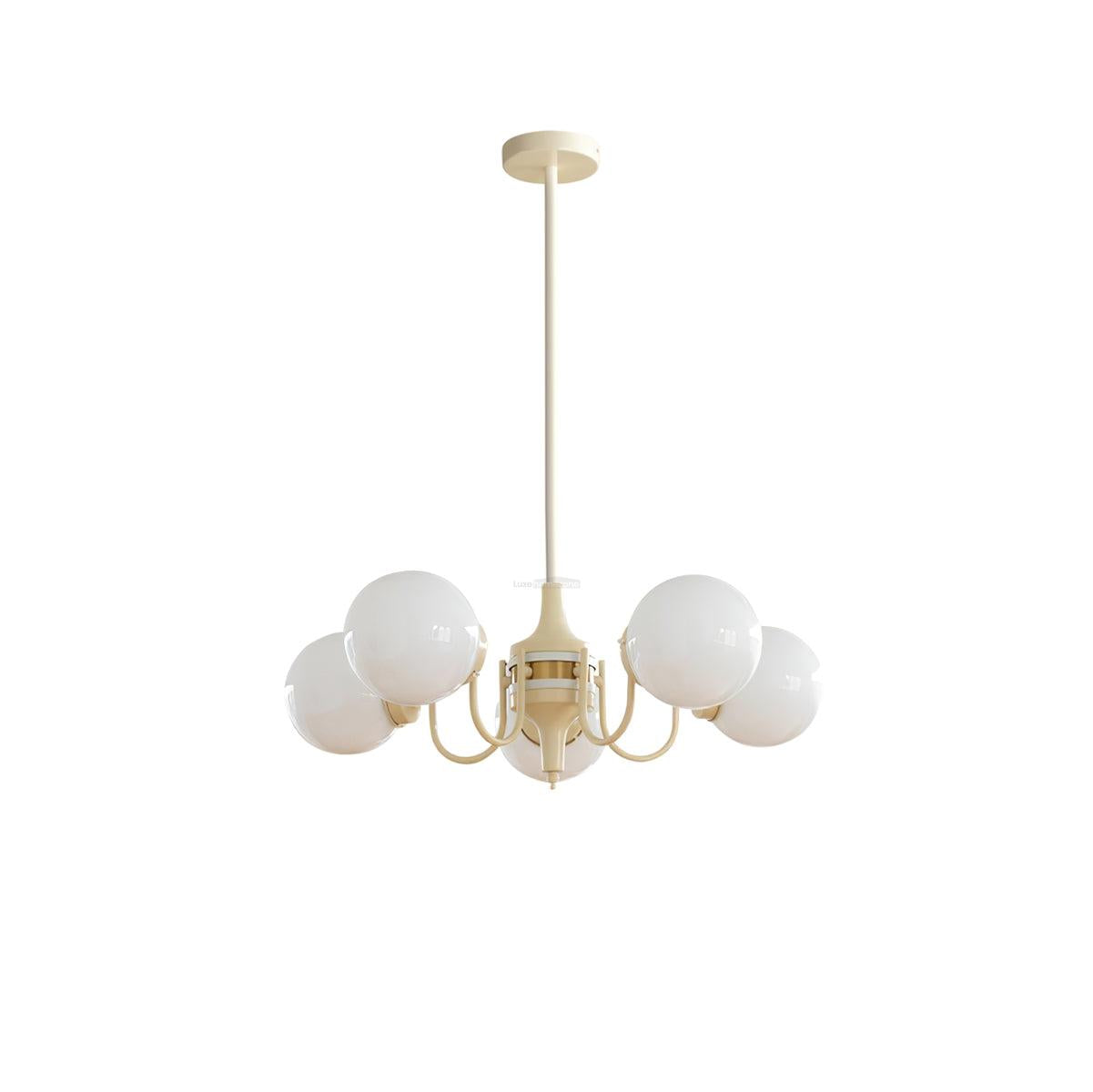 Cream Glass Ball Chandelier ∅ 19.7″ - Bend-1-Luxehomezone