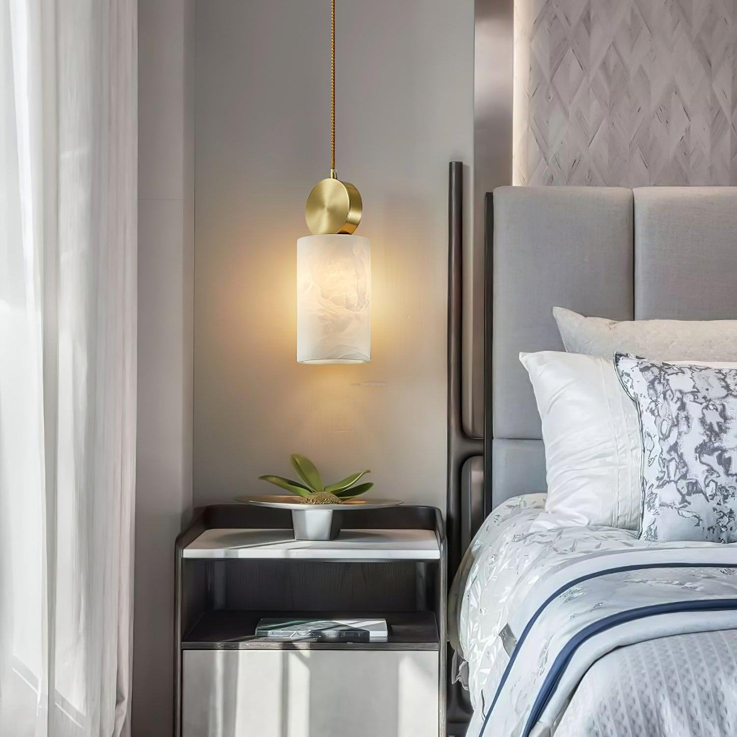 Etruscan Alabaster Marble Pendant Light - Alabaster, Alabaster Pendant-1-Luxehomezone
