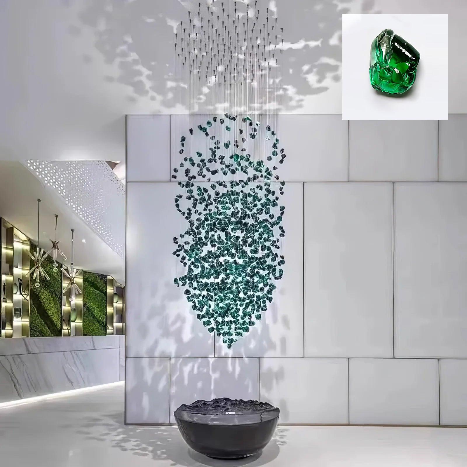 Multicolor Crystal Stone Round/Long canopy Chandelier - Helia-1-Luxehomezone