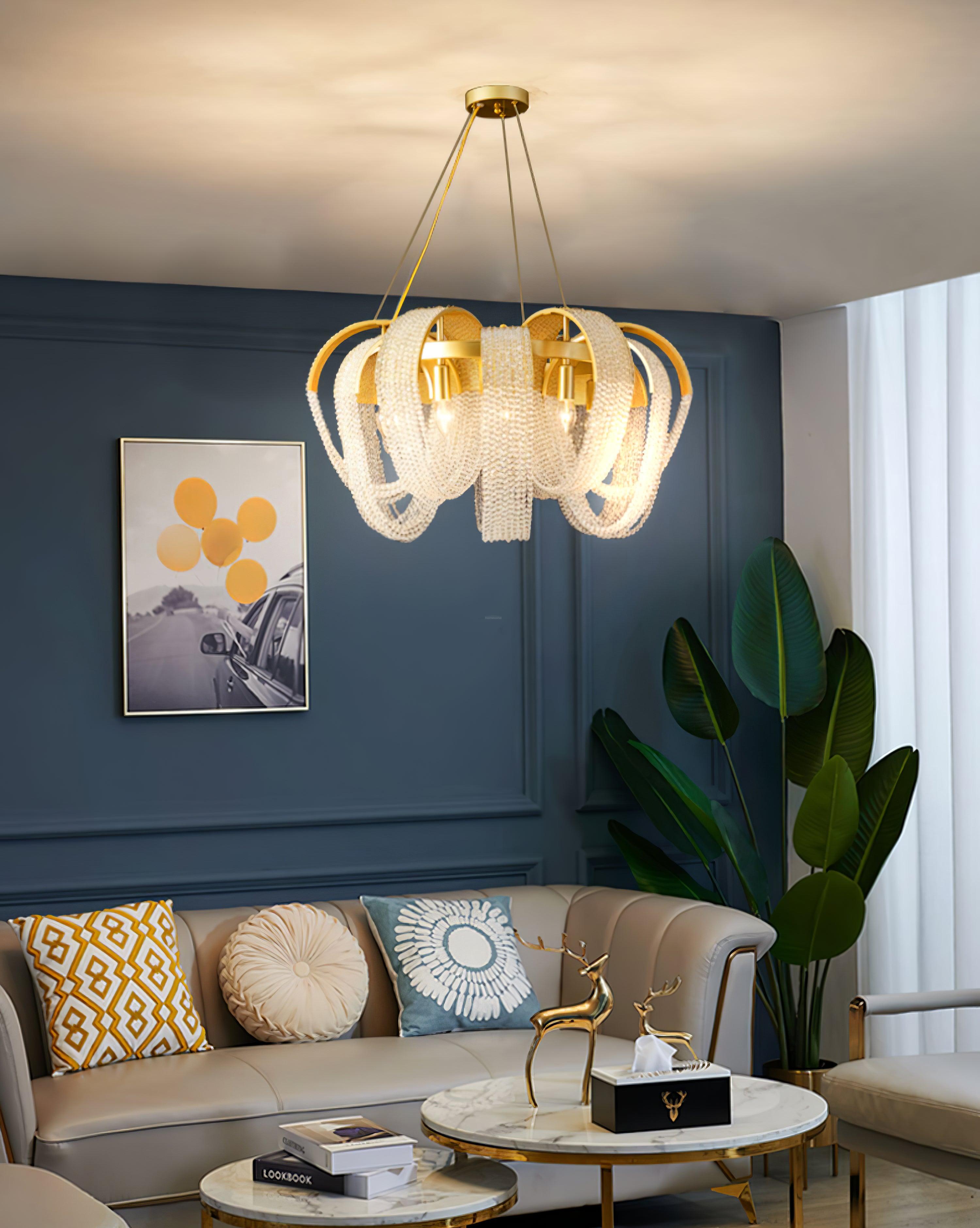 Mesh Crystal Chandelier with 1/6/9 heads - Crystals-1-Luxehomezone