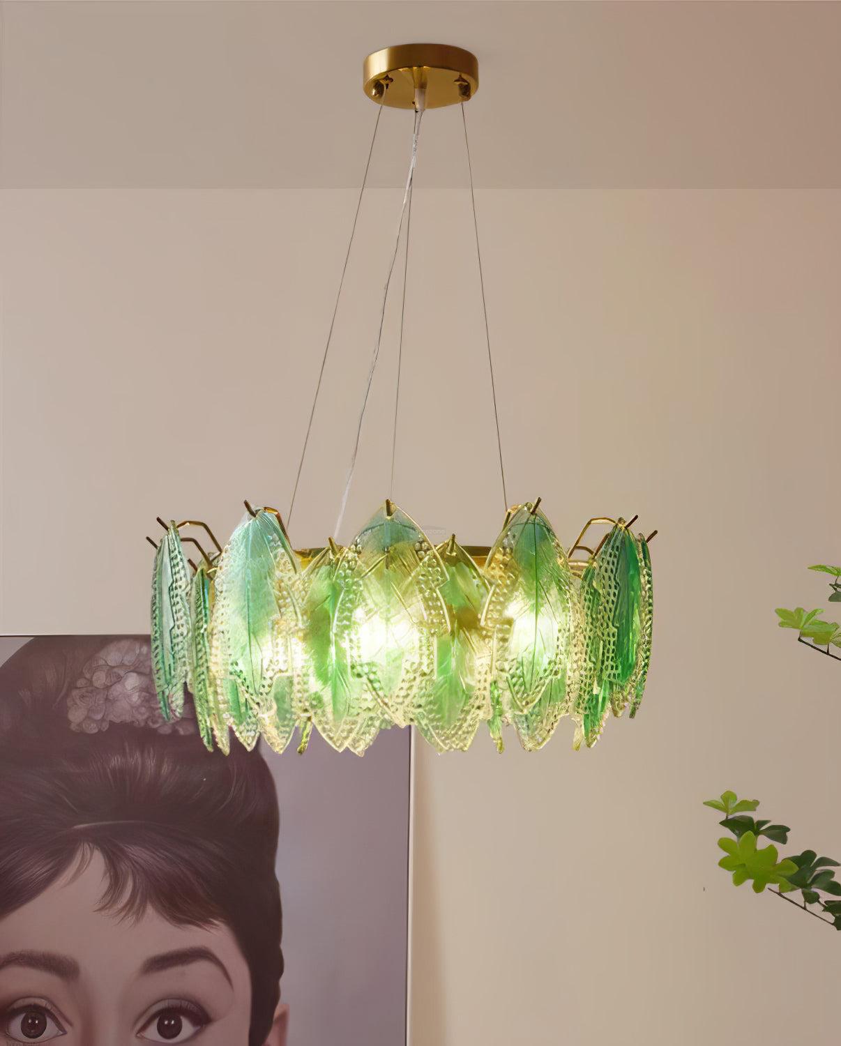 Maple Leaf Type Glass Chandelier - Cylinder-1-Luxehomezone
