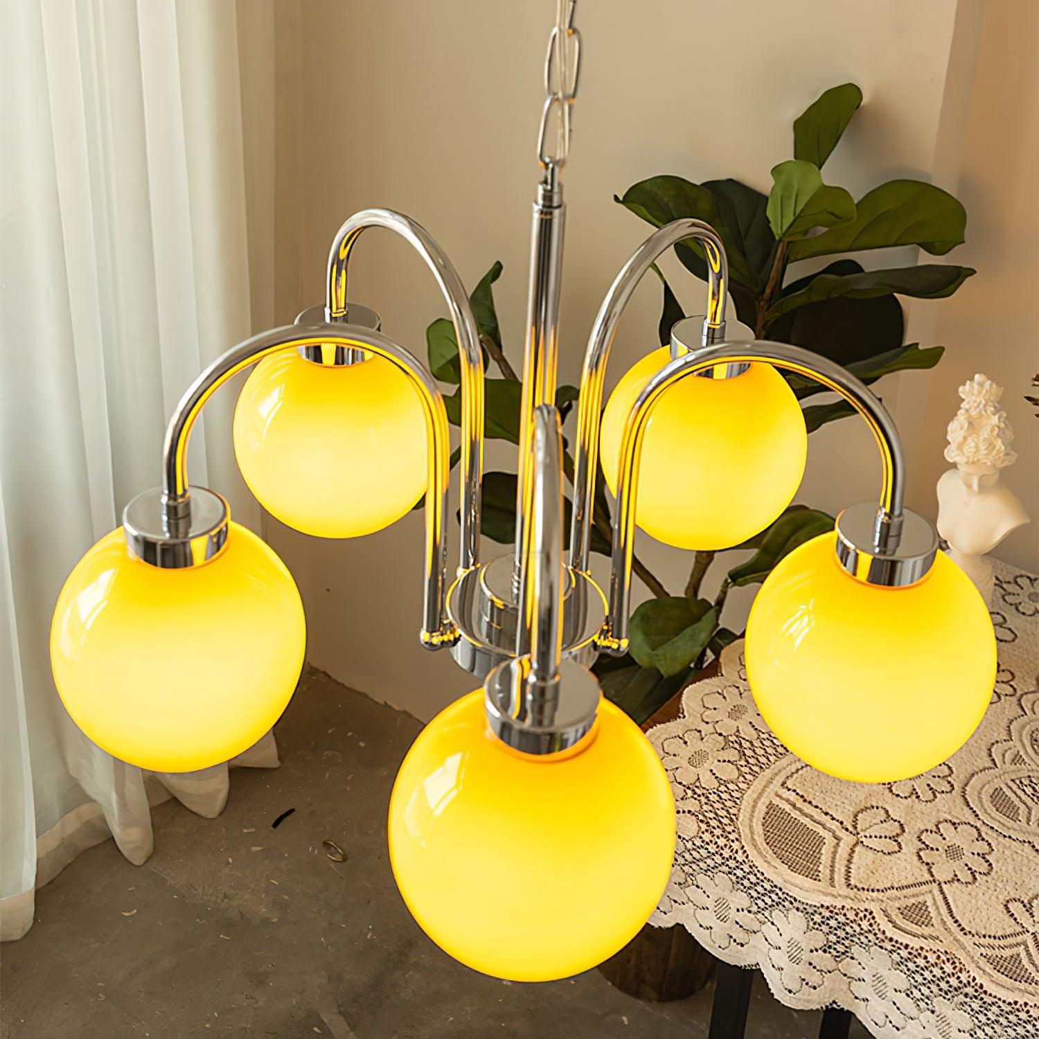 Loa Chandeliers with 3/4/5 heads - Glass Chandelier, Persimmon-1-Luxehomezone