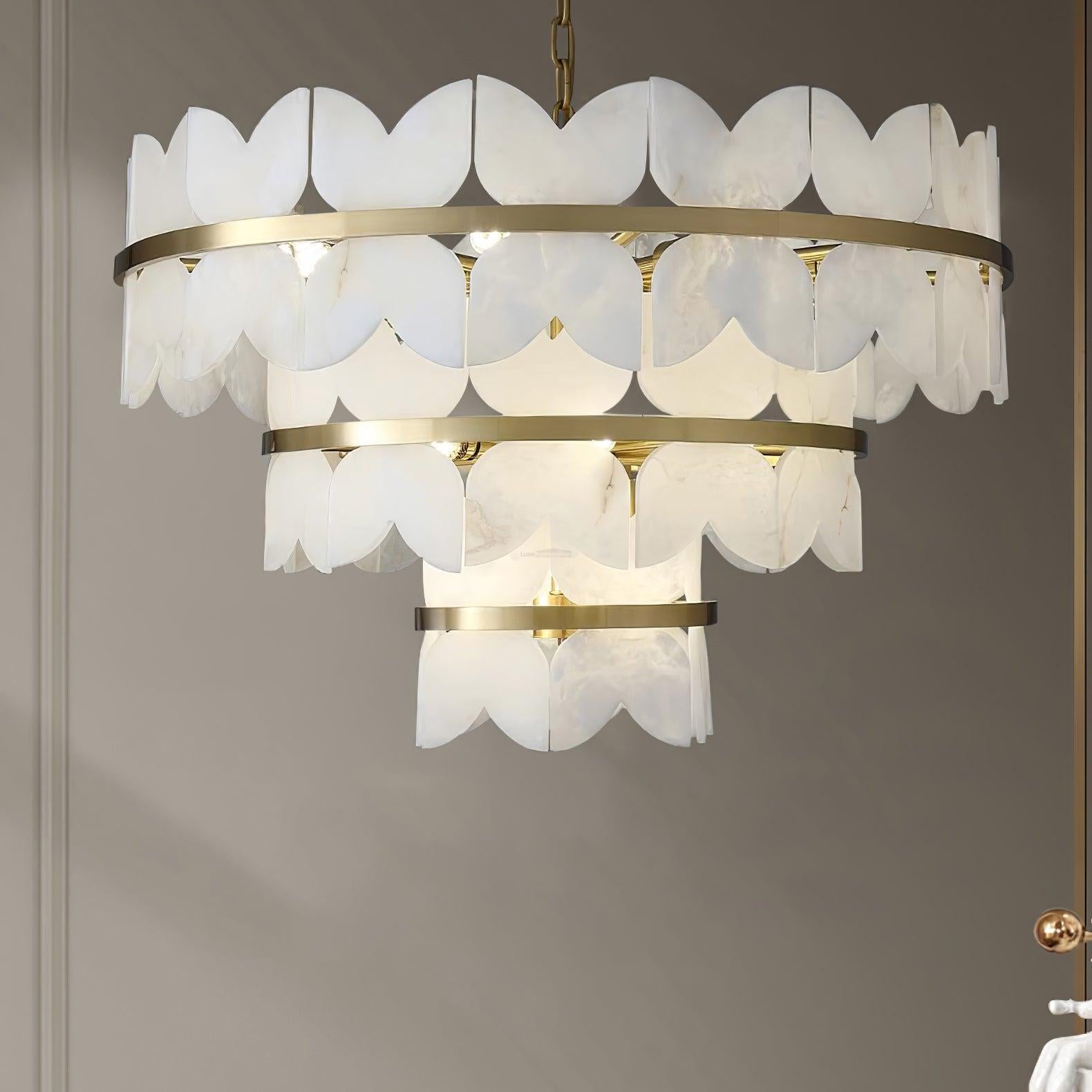Alabaster Cloudscape Chandelier with 1/2 layer - Alabaster, Alabaster Chandelier-1-Luxehomezone