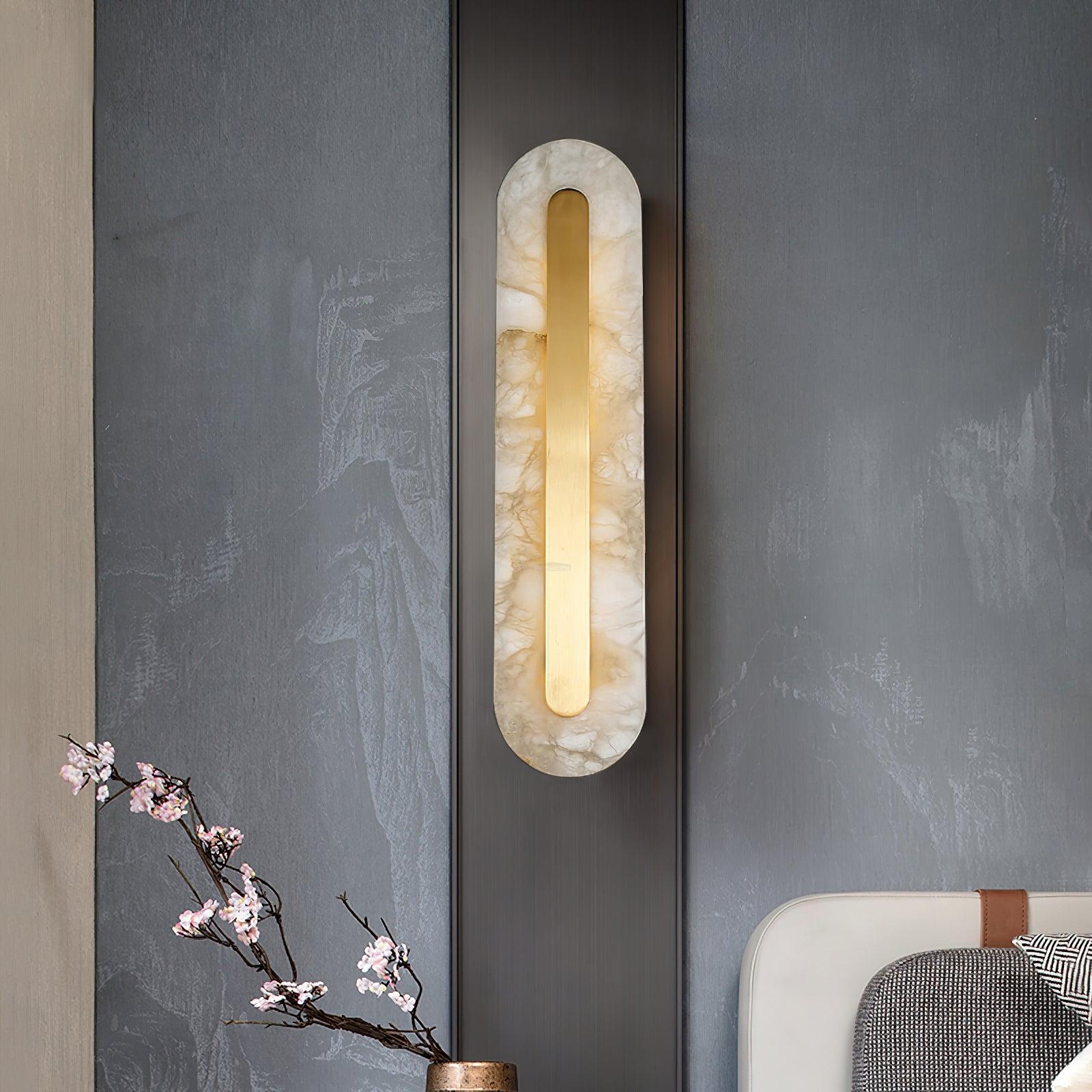 Alabaster Rounded Wall Sconce - Alabaster, Alabaster Wall Lamp-1-Luxehomezone