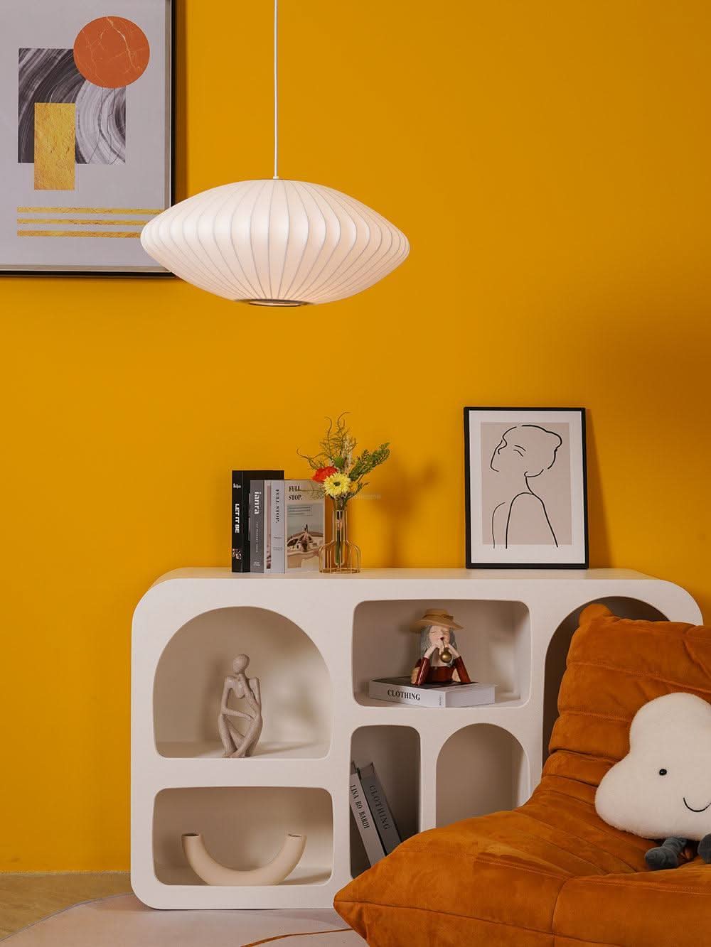 Bubble Pendant Light with Artificial Silk Lampshade - Luxehomezone