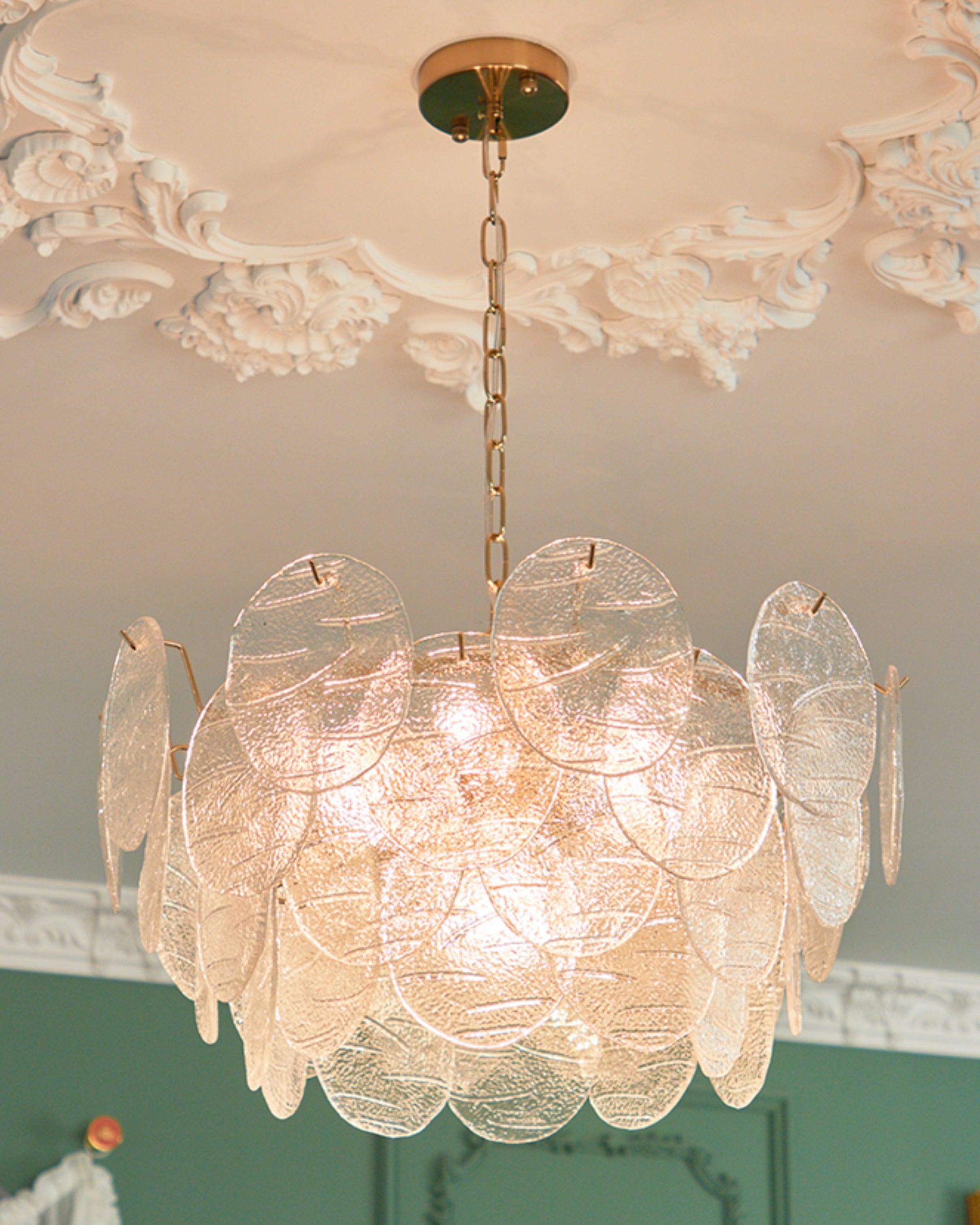 Victorian Disc Round Chandelier - Gold & Clear-1-Luxehomezone