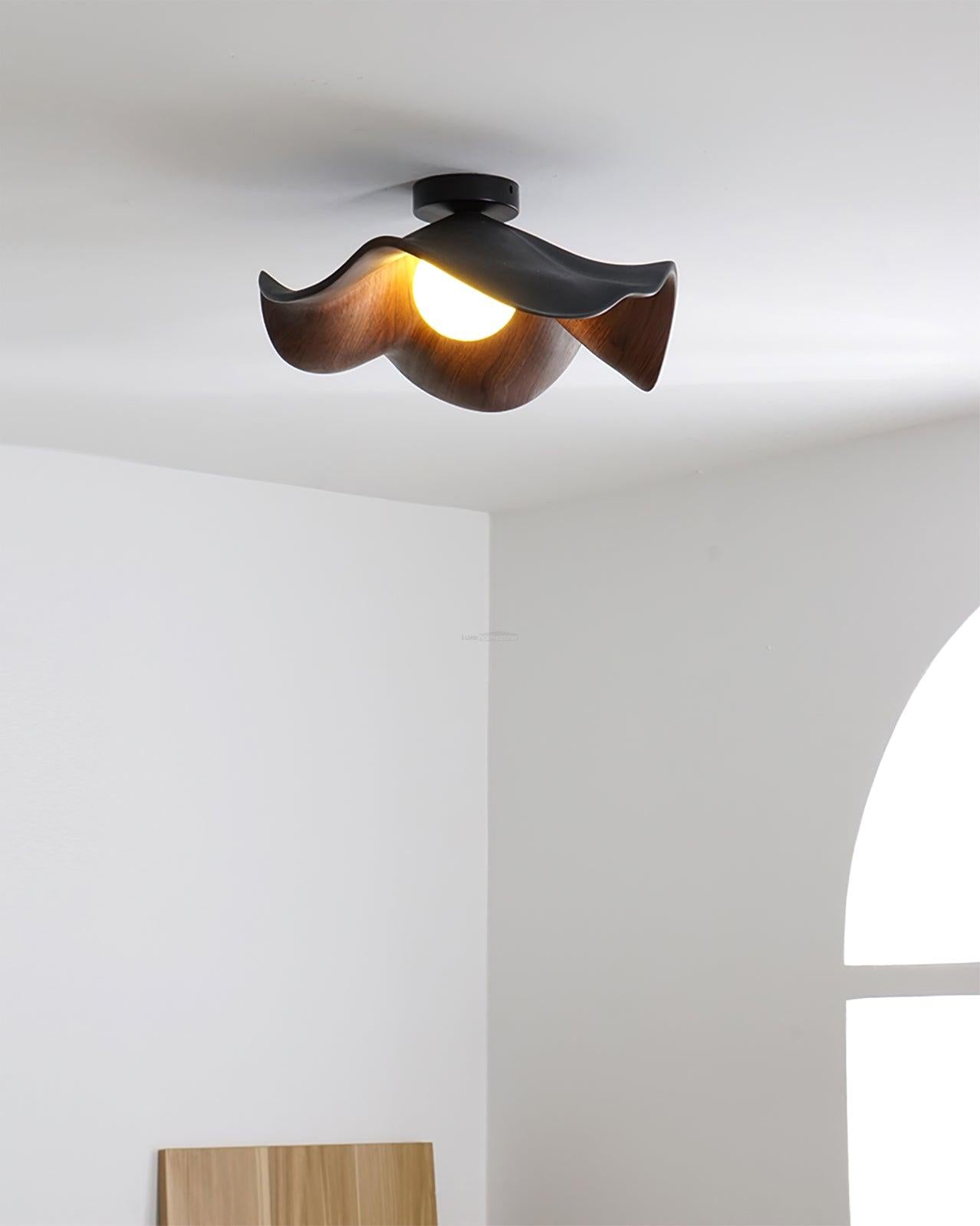 Lotus Leaf Ceiling Lamp 11''/15.7'' - Semi Flush Mounts, Wood-1-Luxehomezone