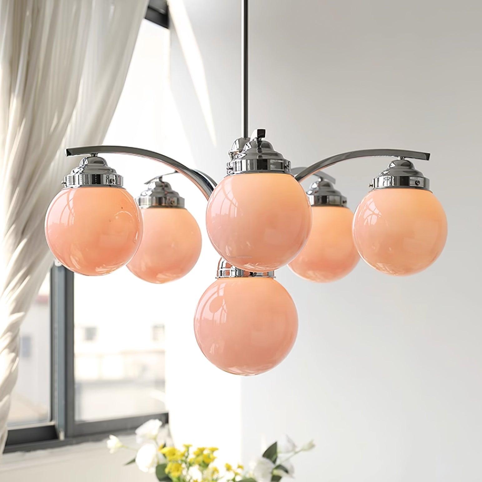Pink Salamanca Chandelier with 4/6 heads - Glass Chandelier, Persimmon-1-Luxehomezone