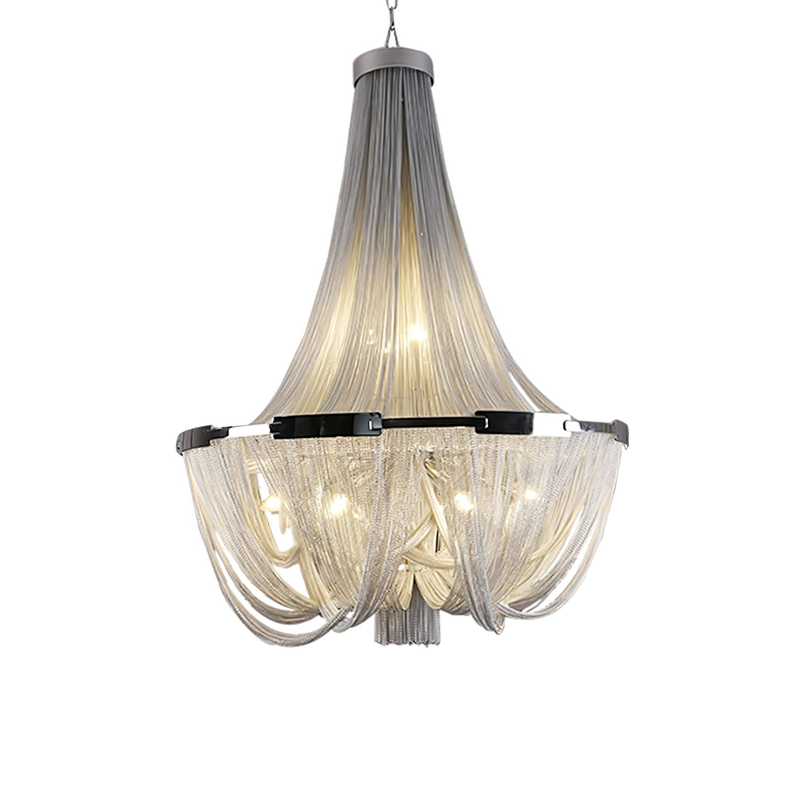Tassel Aluminum Chain Chandelier ∅ 23.6″ - Tassel-1-Luxehomezone