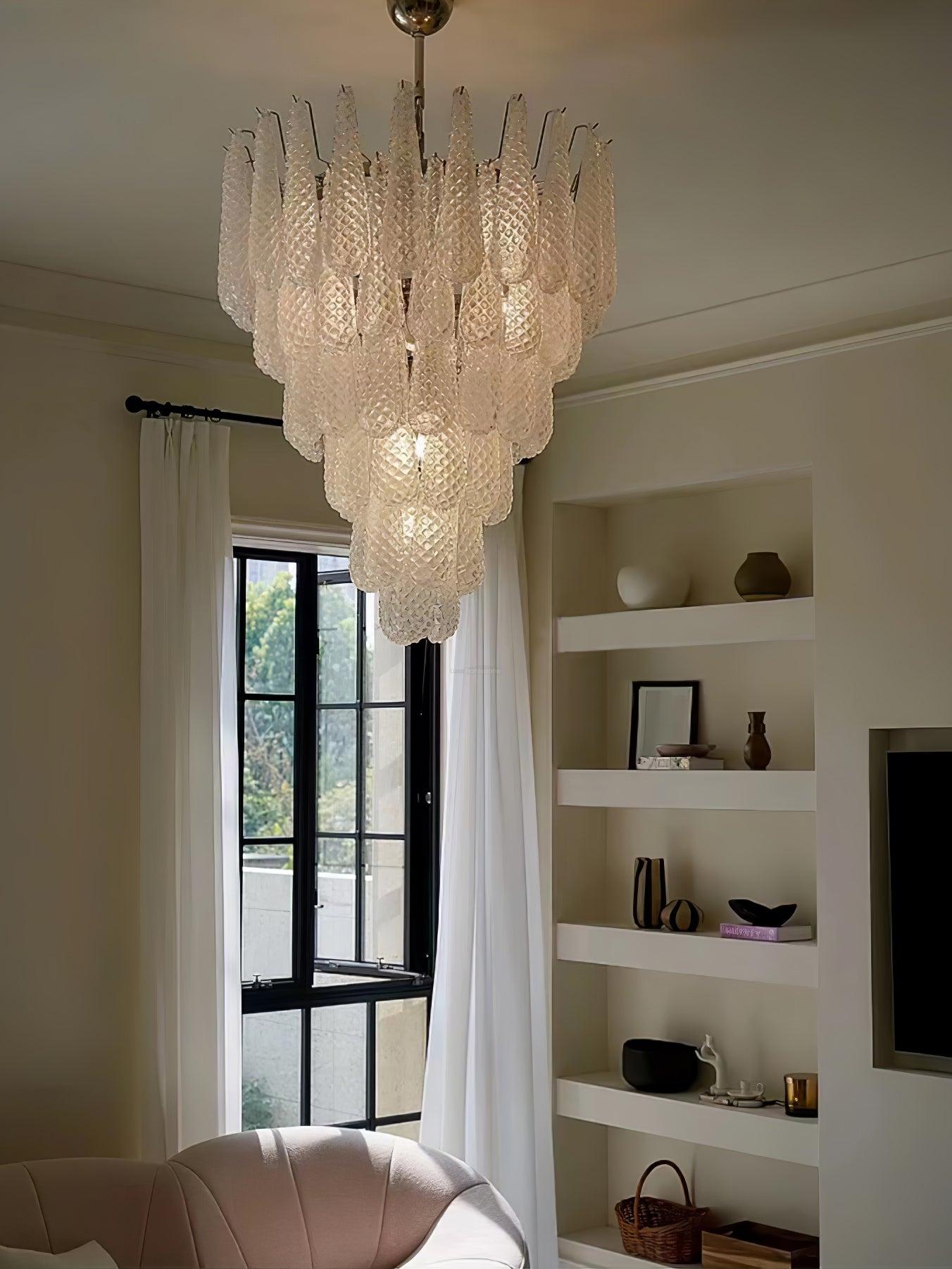Grid Glass Style Waterfall Chandelier - Cylinder-1-Luxehomezone