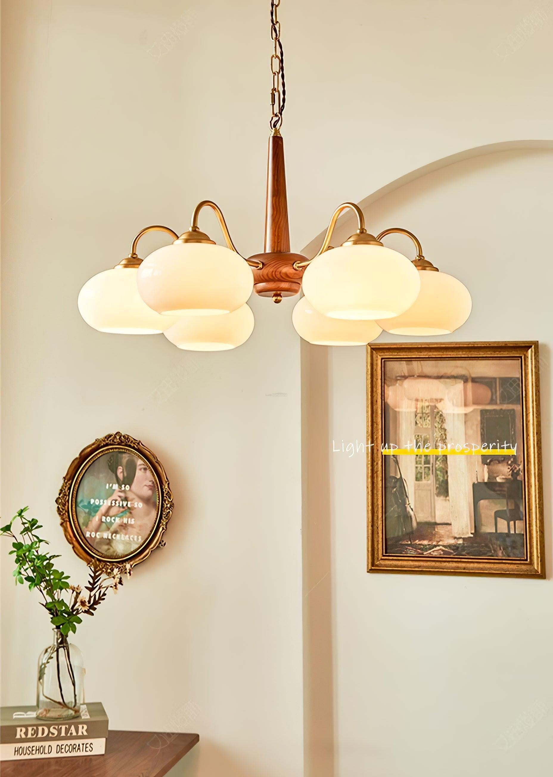 Persimmon Chandelier with 3/4/6 heads - Glass Chandelier, Persimmon-1-Luxehomezone