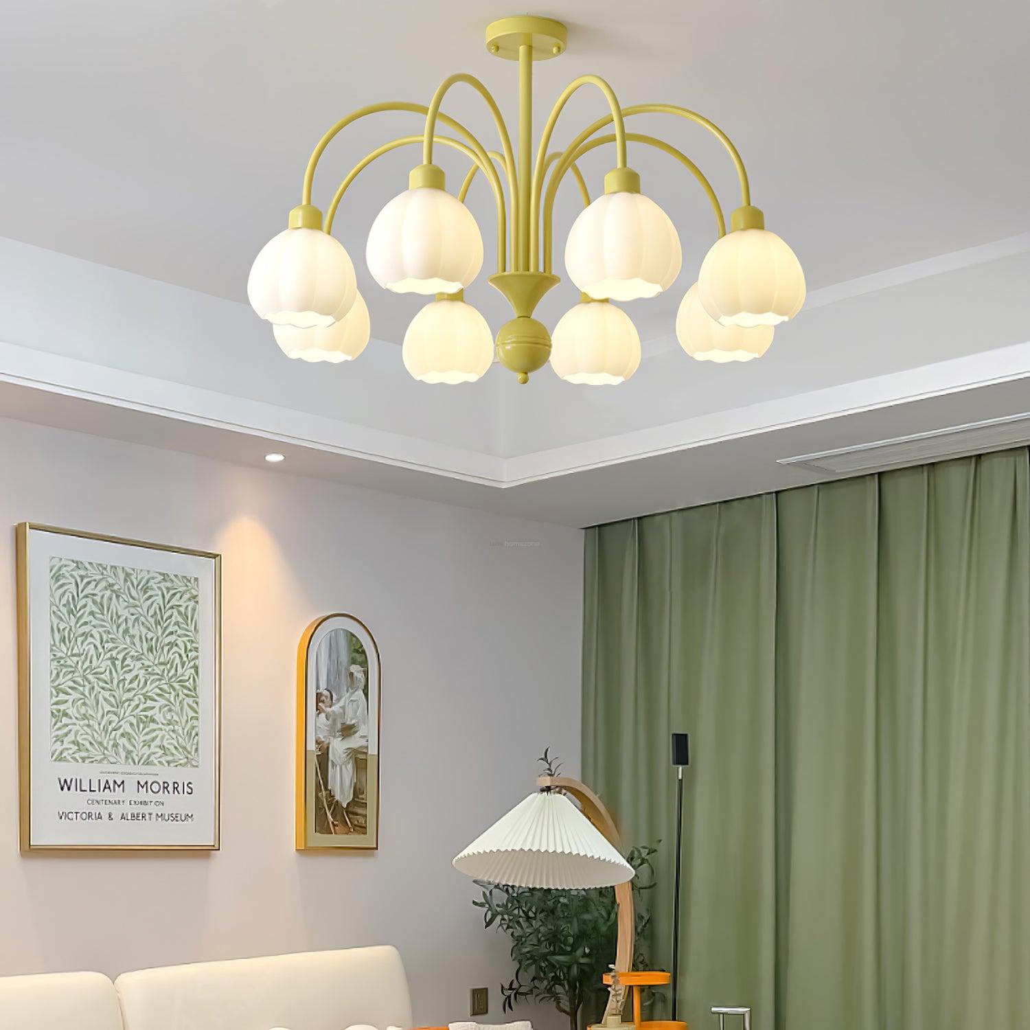 Cream Pumpkin Ball Chandelier with 4/5/6/8 heads - Zahara-1-Luxehomezone