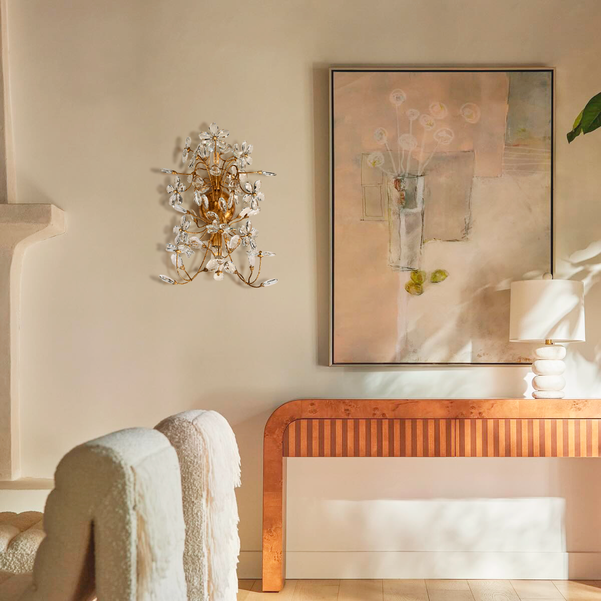 Crystal Flowers Fiore 2-Light Wall Sconce - All Products, Bedroom, Branch, Crystal, Dinner Room, Fiore Series, Ins Review, Wall Sconce- Wall Sconce1-Luxehomezone