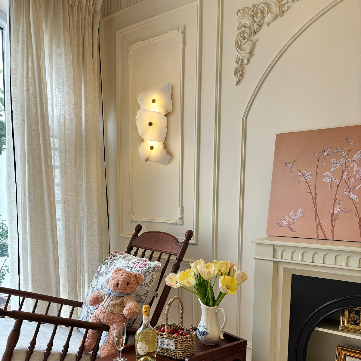 Petra Wall Sconce Alabaster - Alabaster, Alabaster Wall Lamp-1-Luxehomezone