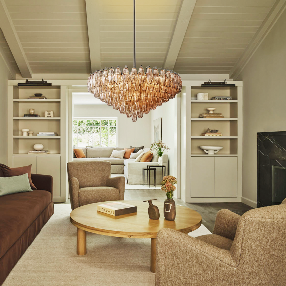 Chara Glass Tiered Round Chandelier 37"