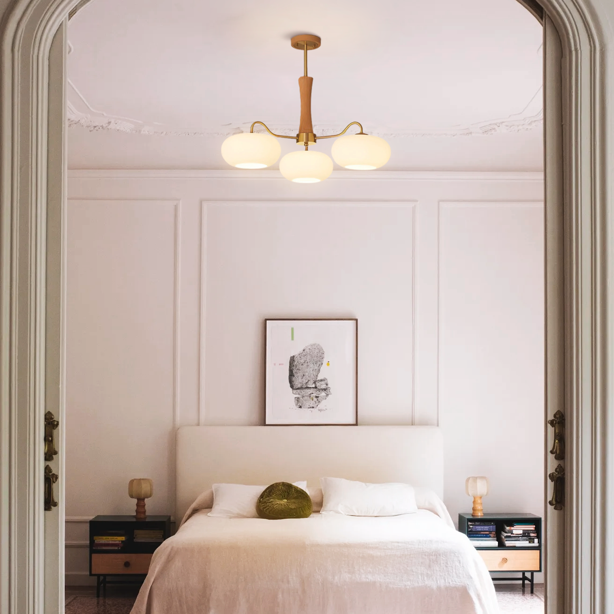 Brass Wooden Persimmon Ceiling Light For Living Room - Glass Chandelier, Persimmon, Semi Flush Mounts-1-Luxehomezone