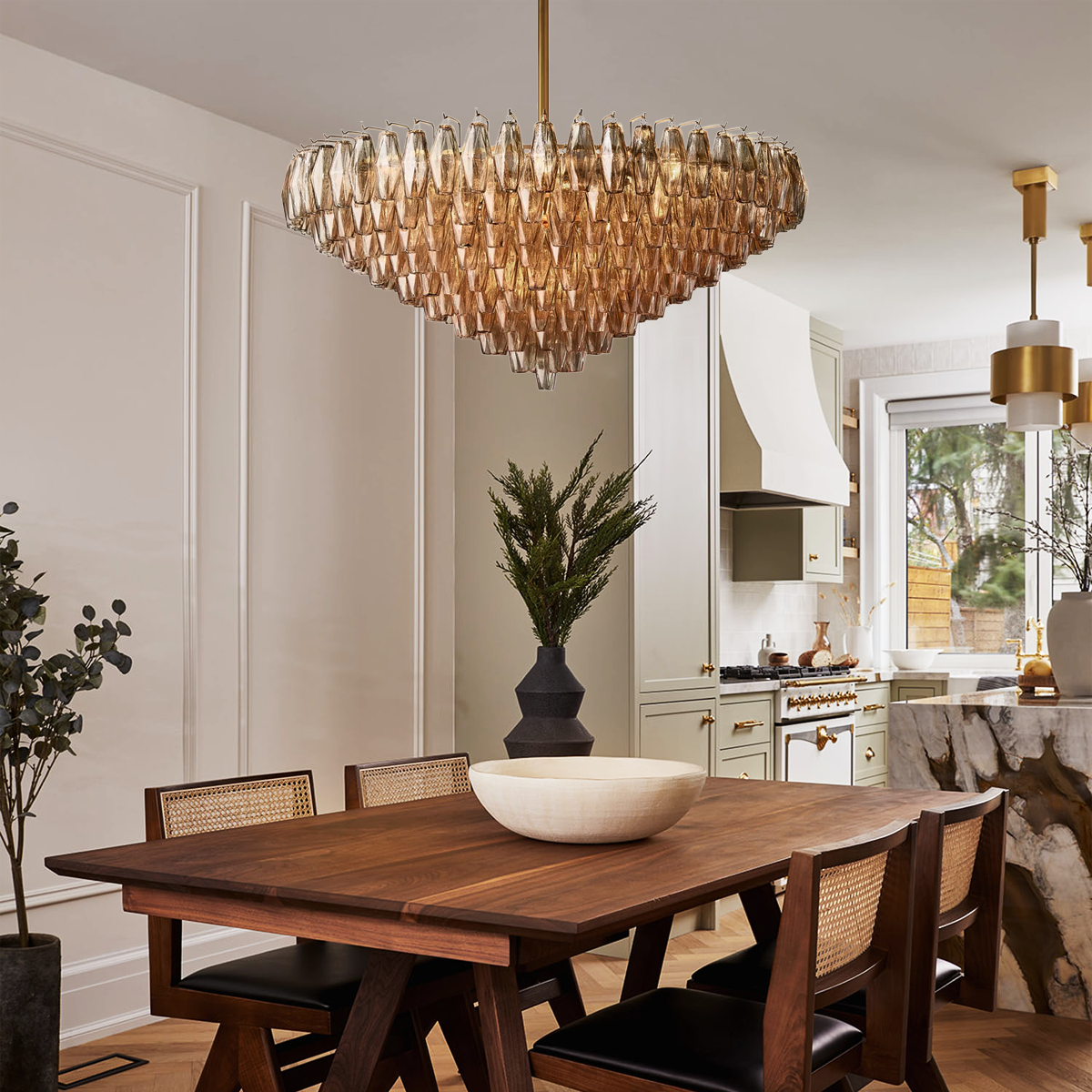 Chara Glass Tiered Round Chandelier 47"