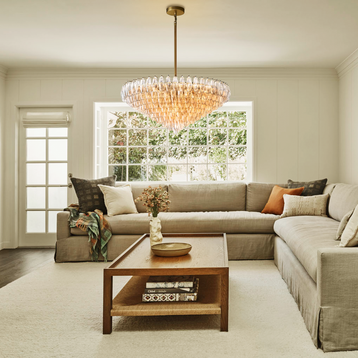 Chara Glass Tiered Round Chandelier 47"