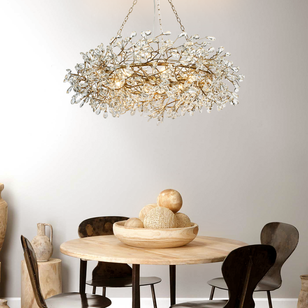 Crystal Flowers Fiore Crown Chandelier - All Products, Bedroom, Best Sellers, Branch, Chandelier, Dinner Room, Fiore Series, Kitchen- Chandelier1-Luxehomezone