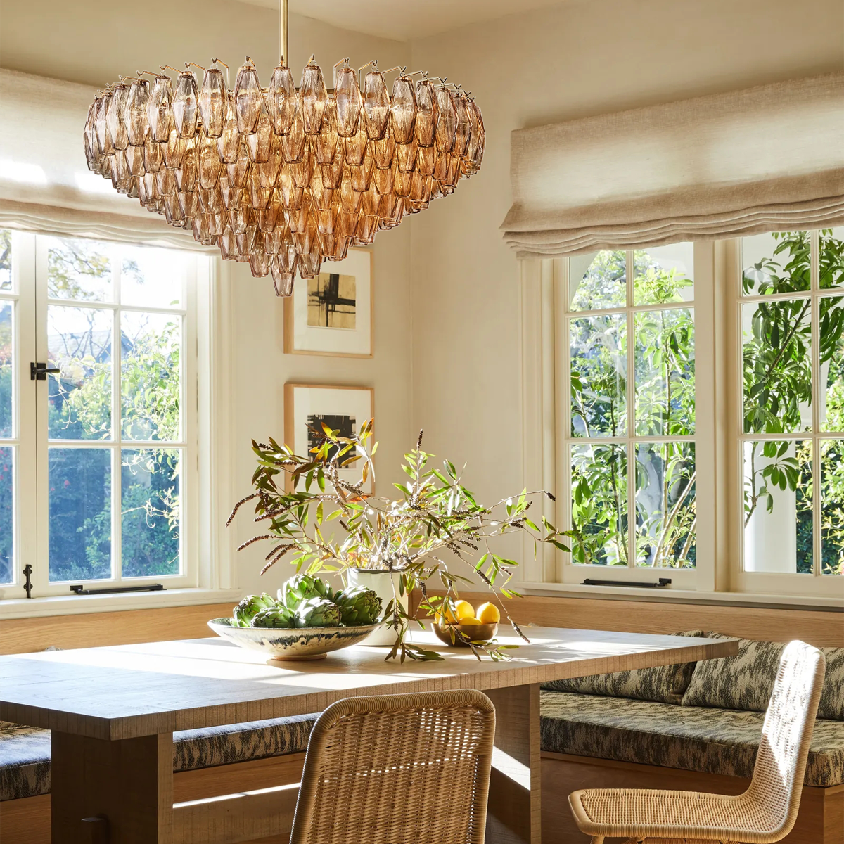 Chara Glass Tiered Round Chandelier 37"