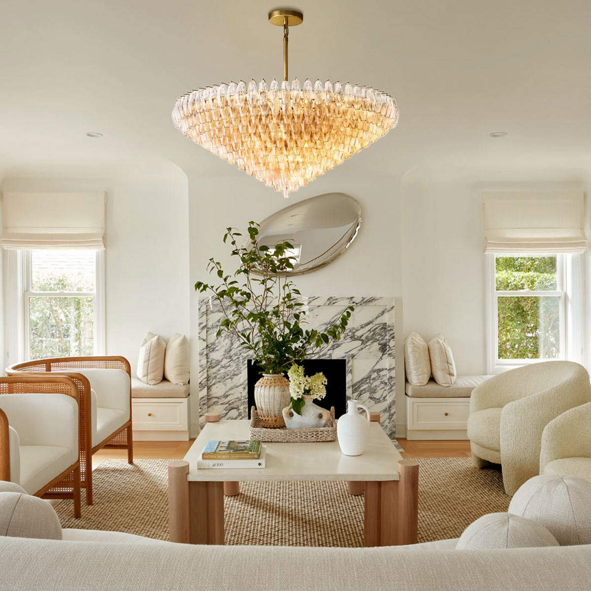 Chara Glass Tiered Round Chandelier 61"