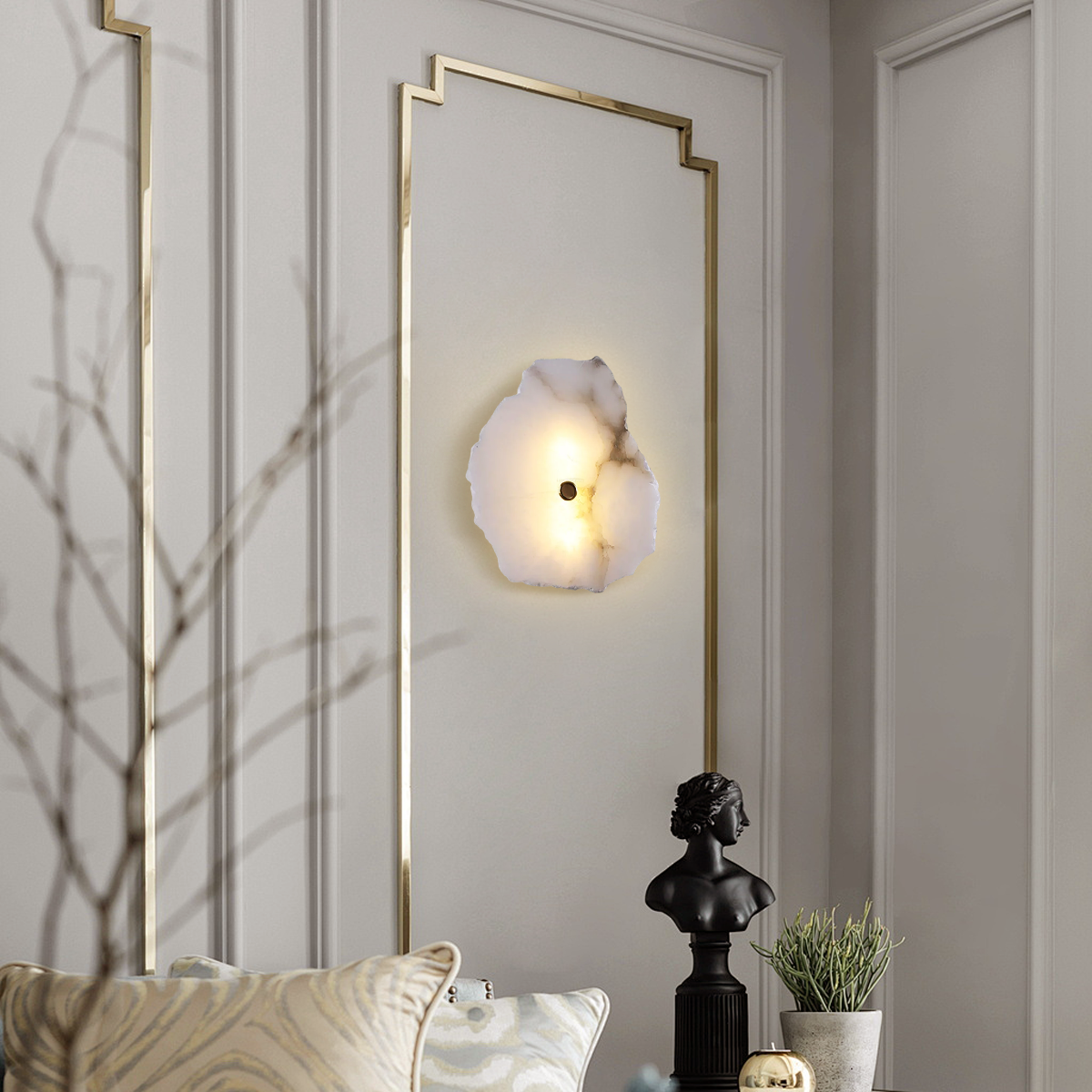 Petra Wall Sconce Alabaster - Alabaster, Alabaster Wall Lamp-1-Luxehomezone