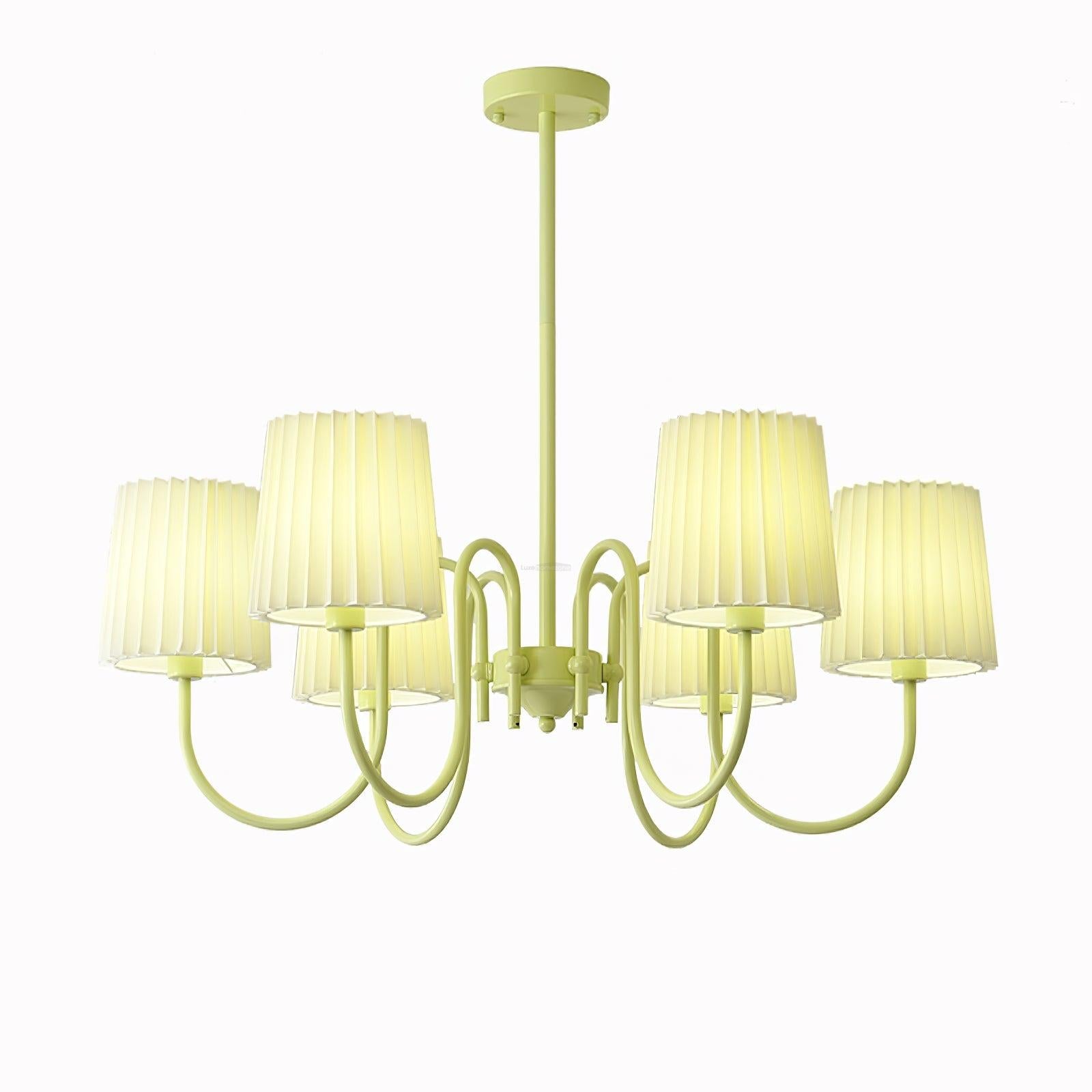 Pleated Fabric Matcha Chandelier with 4/5/6/8 heads - Variety-1-Luxehomezone