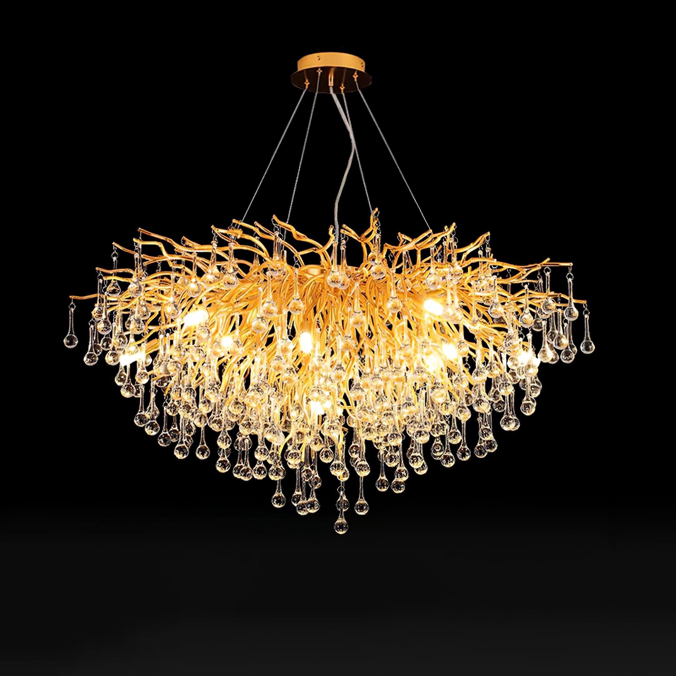 Teardrop Style Crystal Chandelier - Crystals, Gold & Clear crystal-1-Luxehomezone