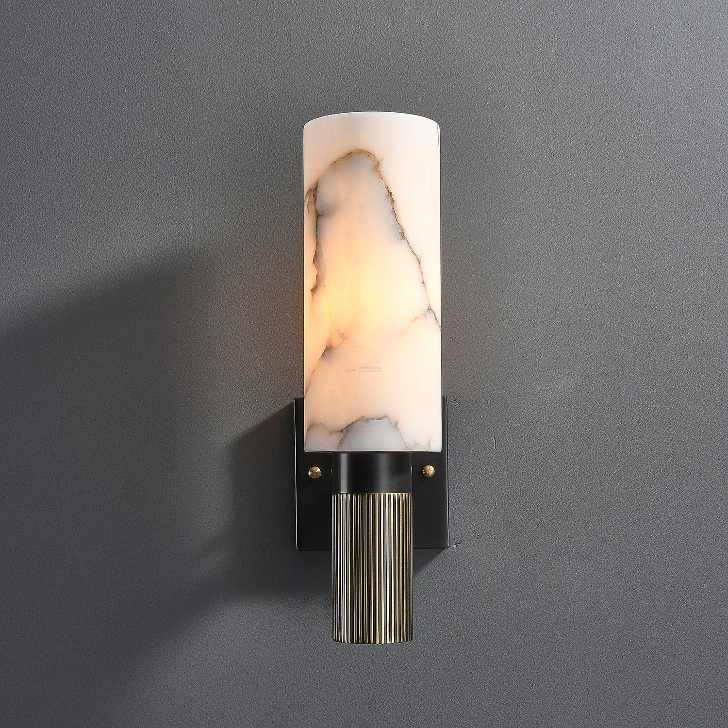 Torch Marble Walll Sconce - Alabaster, Alabaster Wall Lamp-1-Luxehomezone