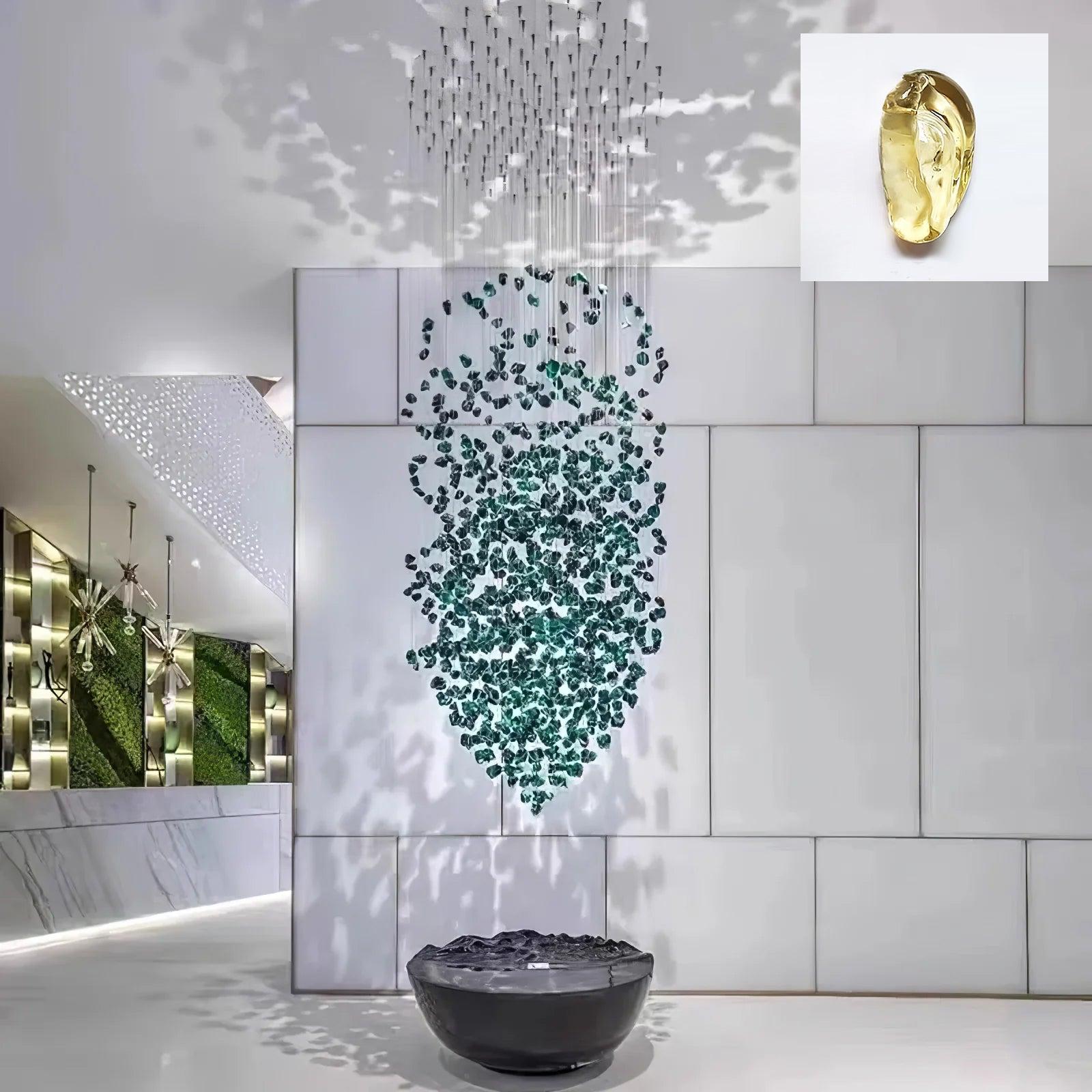 Multicolor Crystal Stone Round/Long canopy Chandelier - Helia-1-Luxehomezone