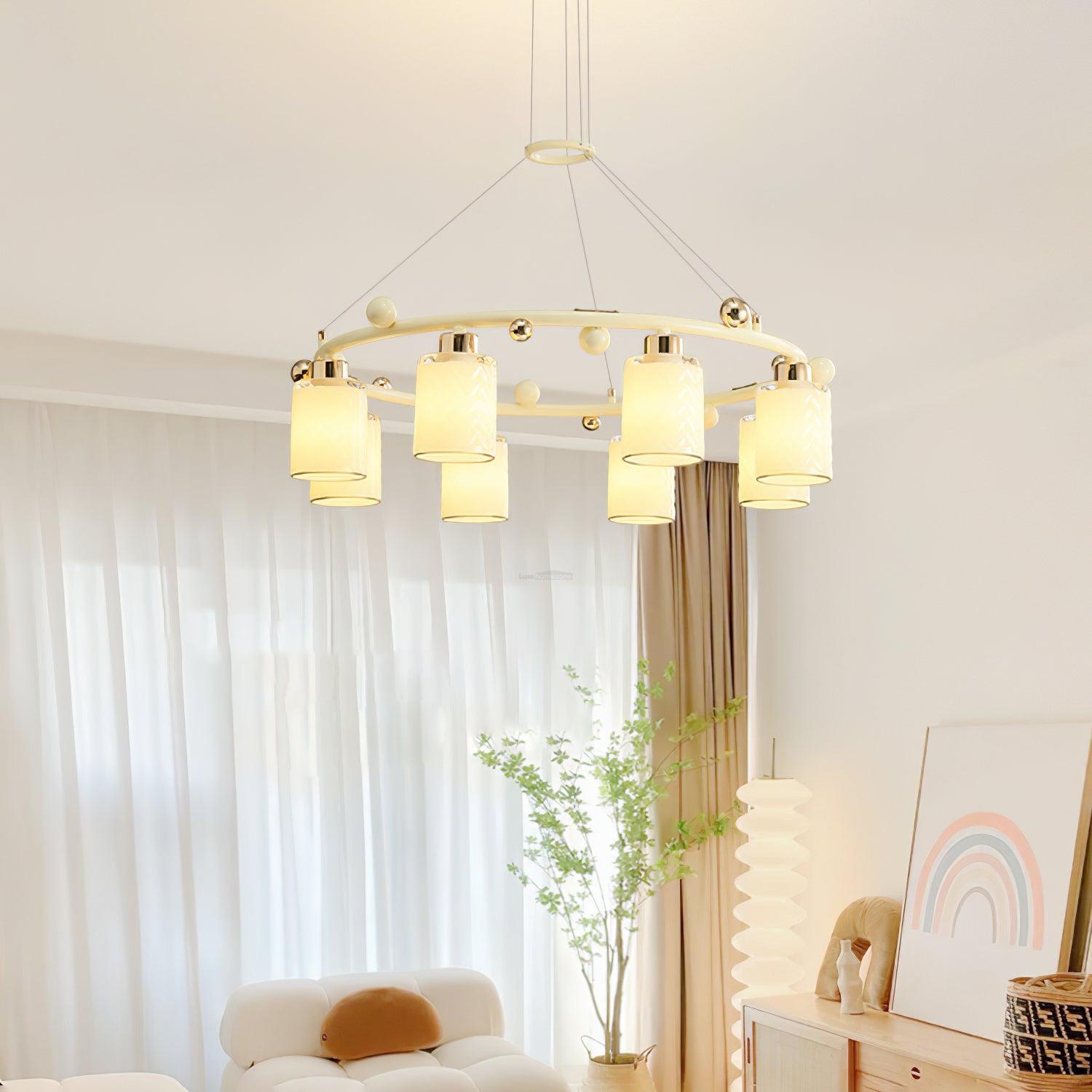 Round Glass Cup Chandelier - Cylinder-1-Luxehomezone