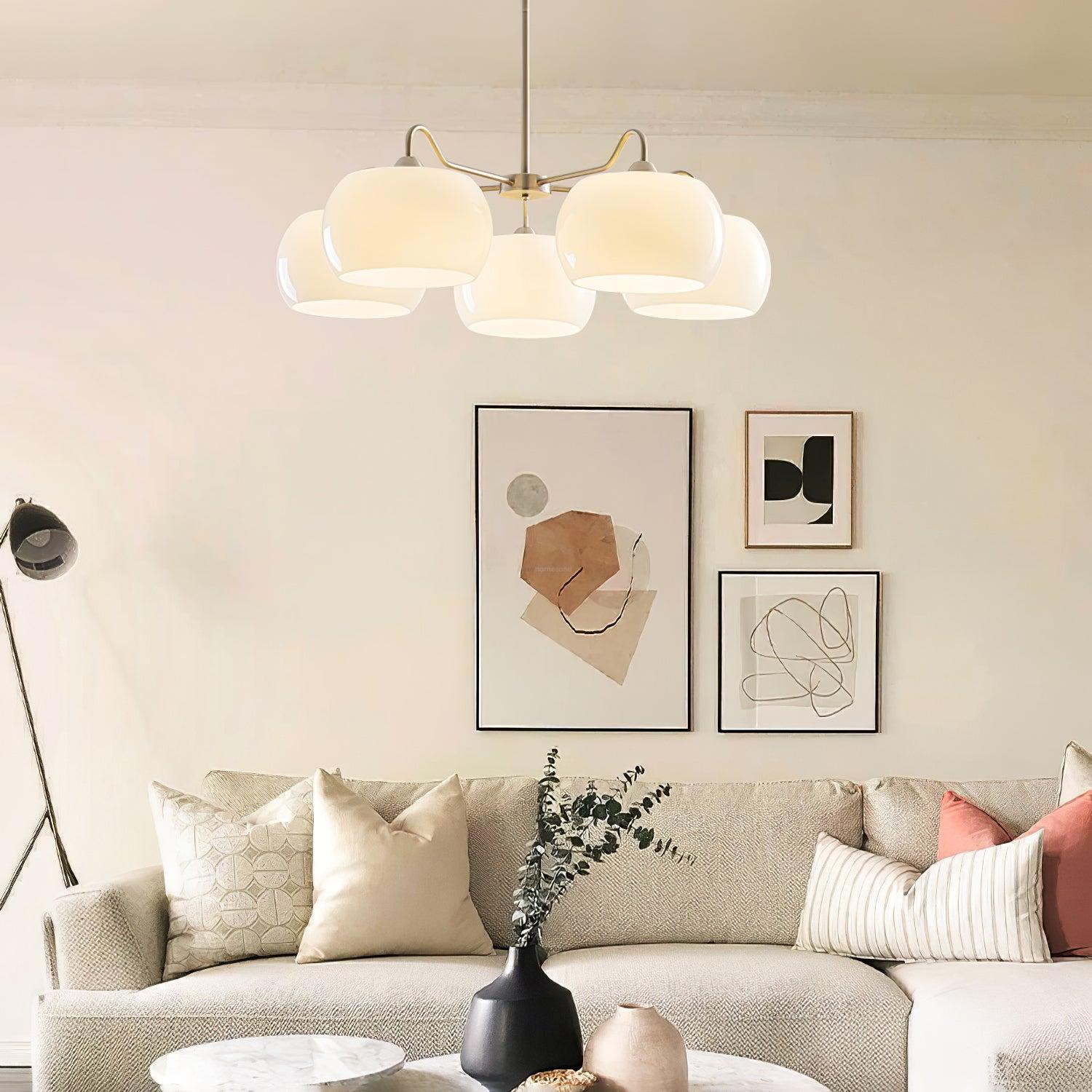 Nickel Glass Persimmon Chandelier with 3/5 heads - Glass Chandelier, Optimized, Persimmon-1-Luxehomezone