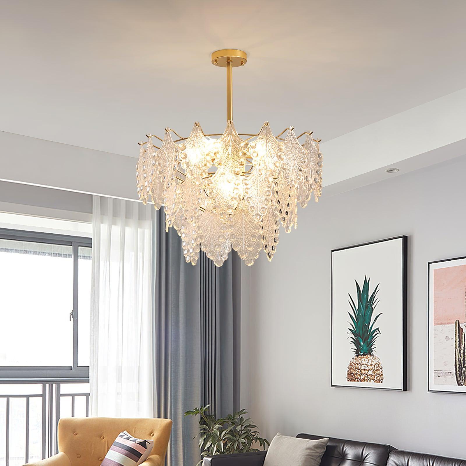Tiered Carved Glass Chandelier Φ 15.7″ - Luxehomezone